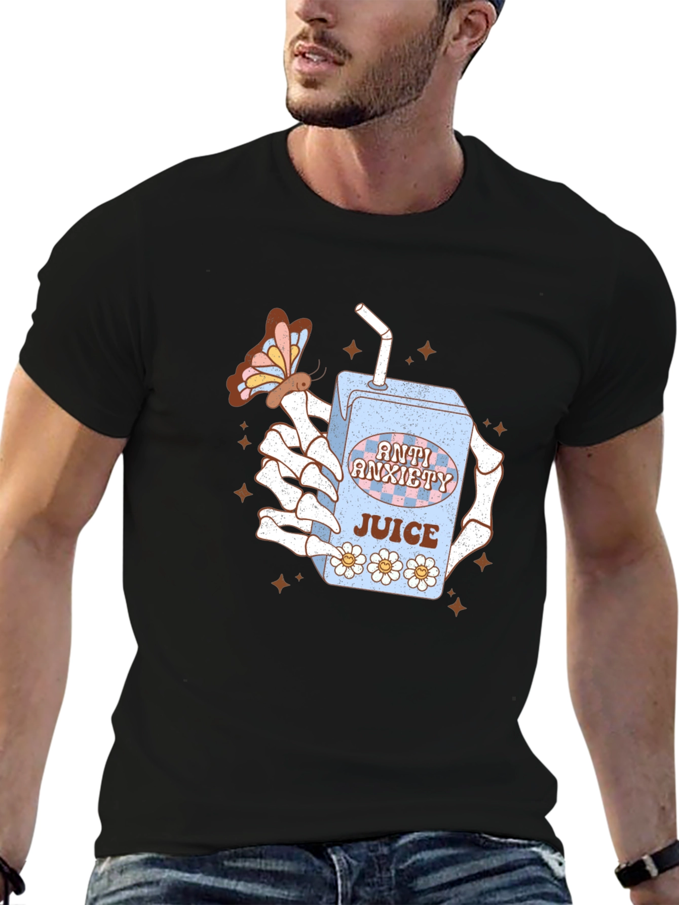 Black Anti Anxiety Juice Graphic Tee - Relaxed Fit view 6