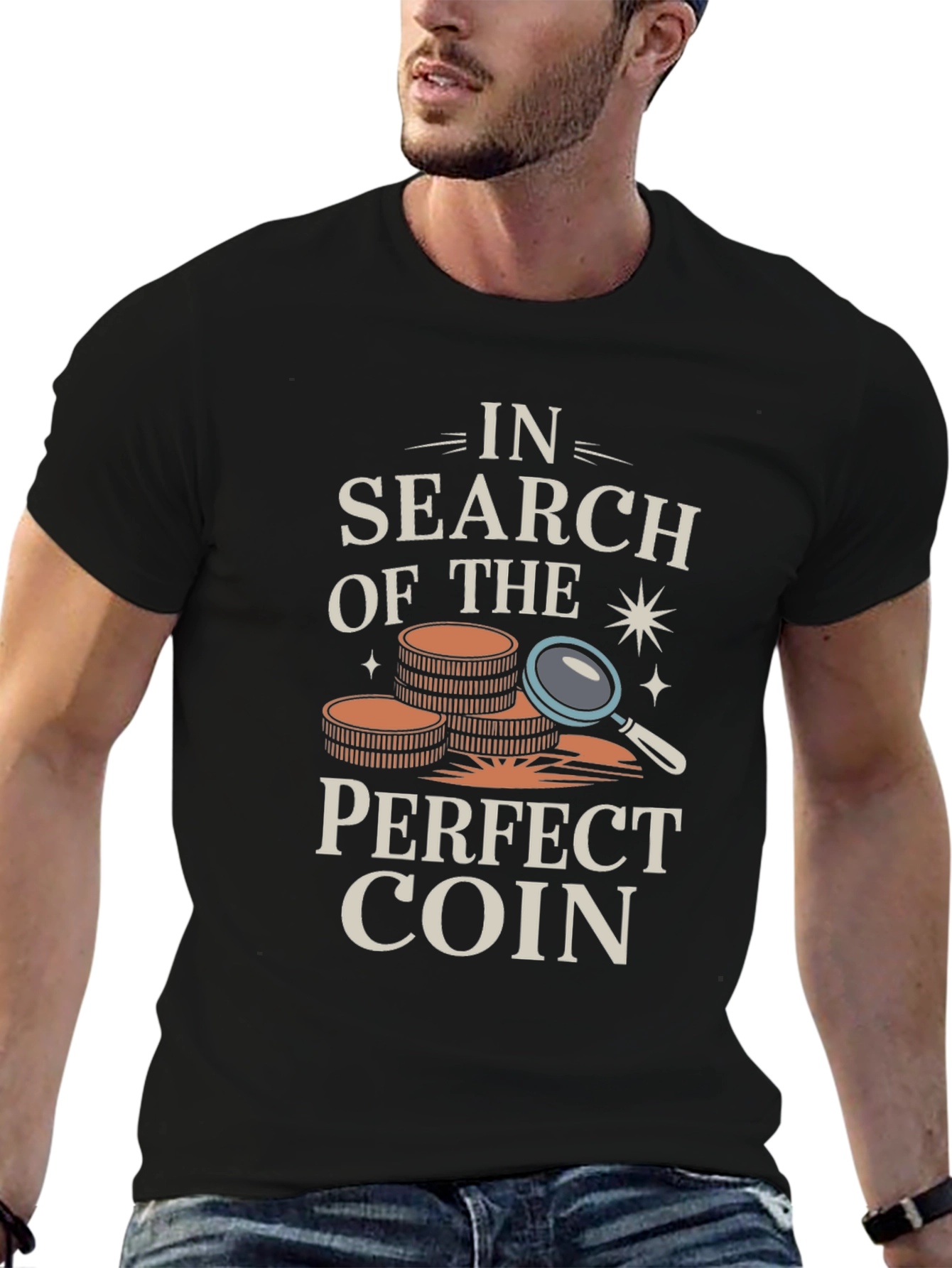 Black Coin Collector T-Shirt - In Search of The Perfect Coin view 6