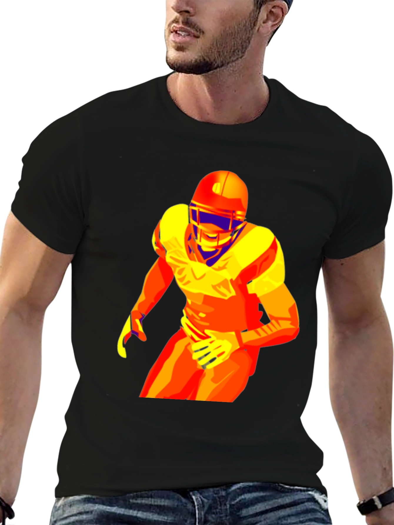 Black Football Player Graphic Tee - Premium Cotton Blend view 6