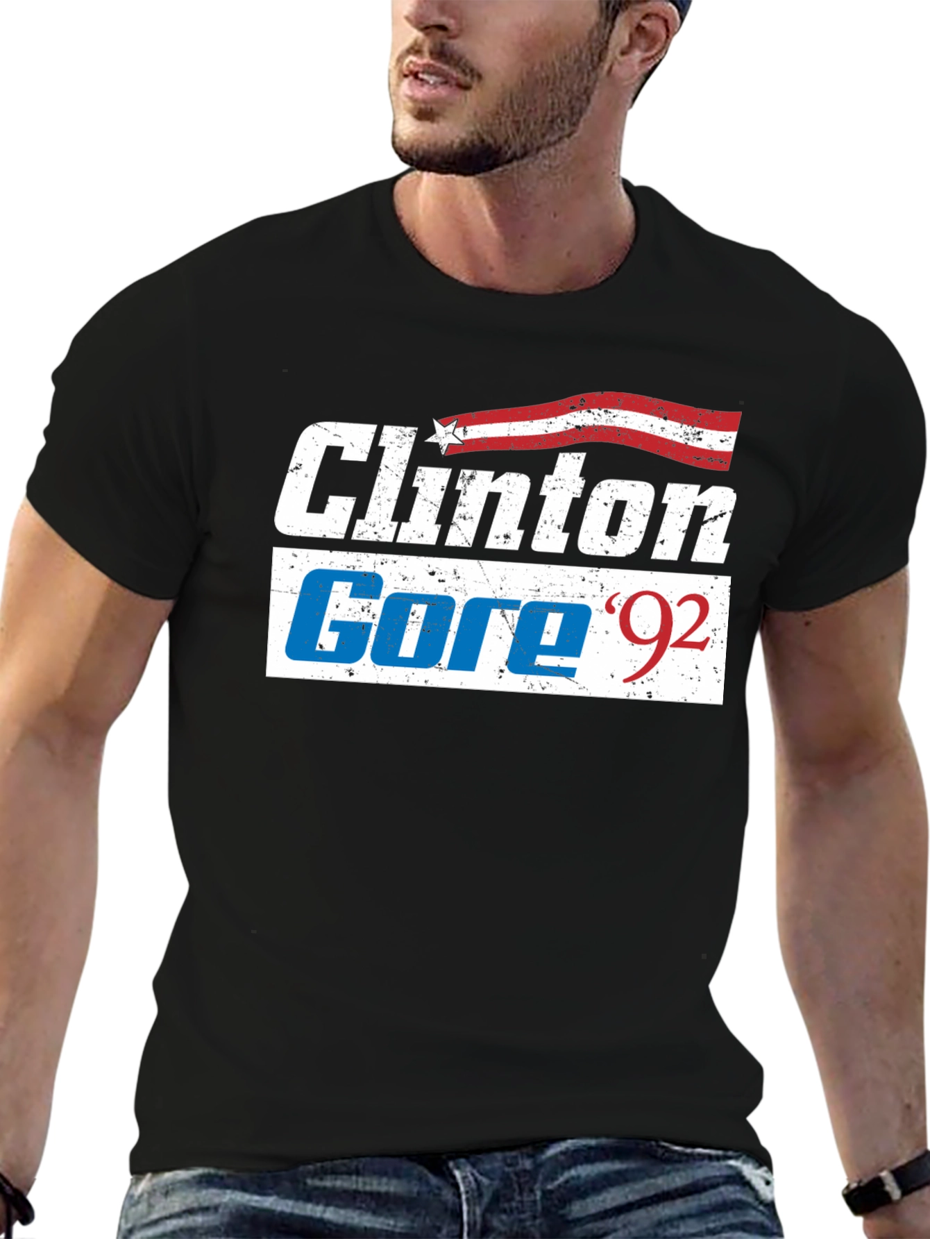 Black Clinton Gore '92 Retro T-Shirt view 6