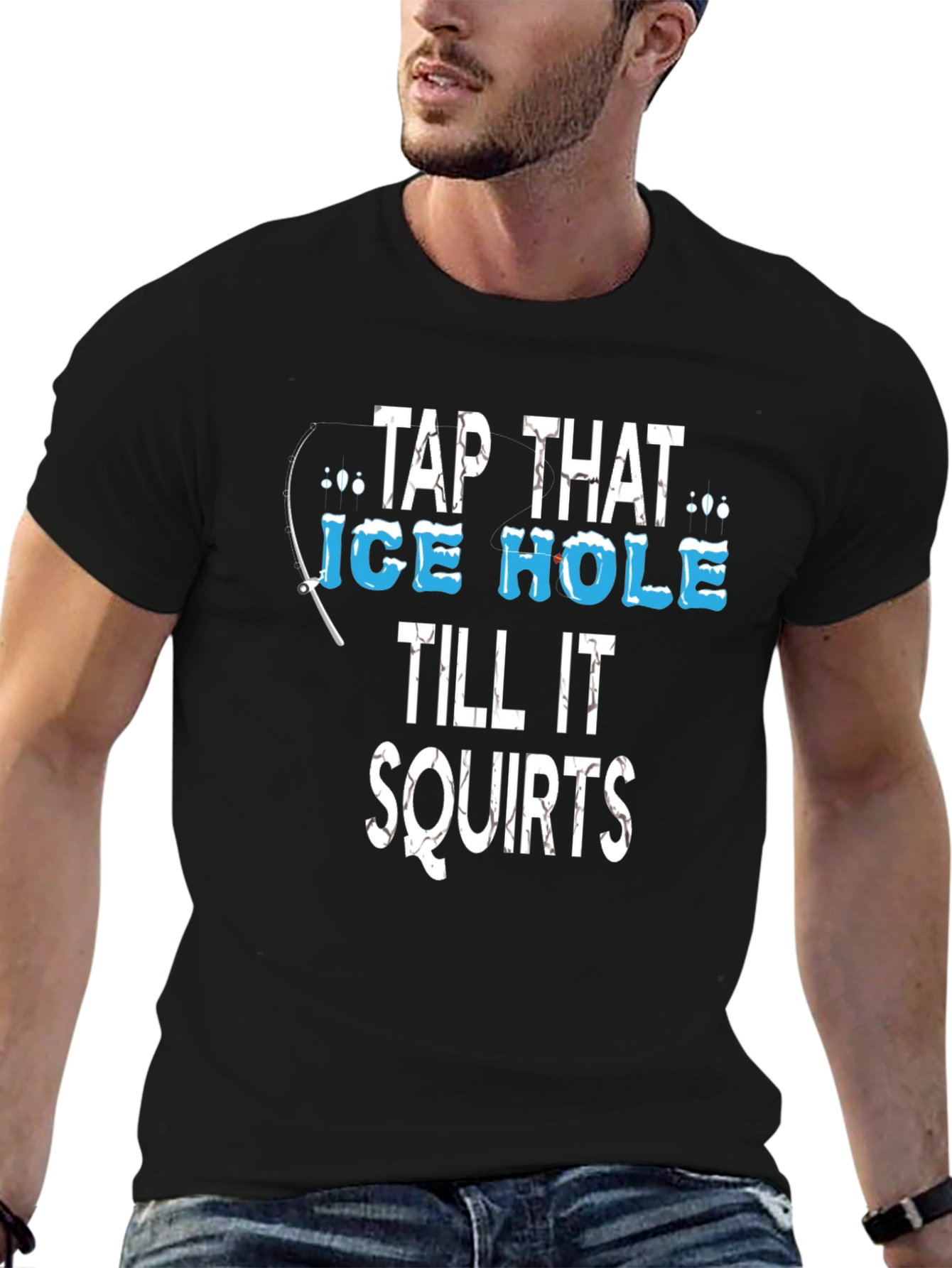 Black Tap That Ice Hole Fishing Graphic Tee view 6