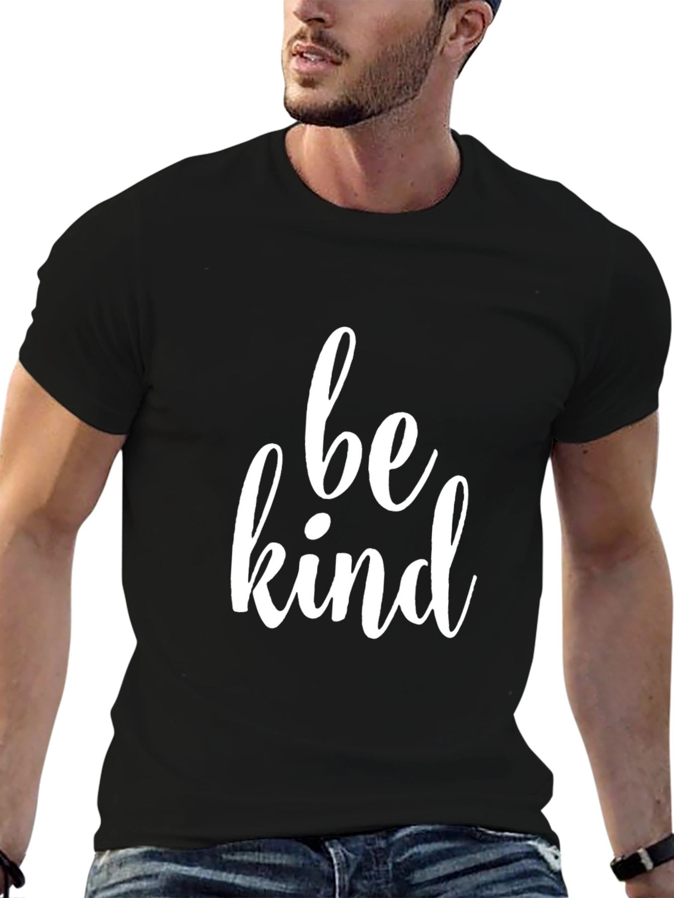 Black Be Kind Graphic Tee - Soft Cotton Crew Neck T-Shirt view 6