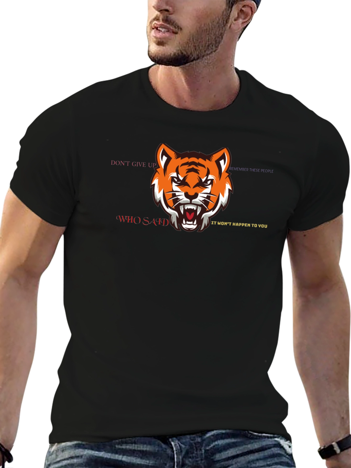 Black Tiger Graphic Black T-Shirt - Motivational Quote view 6
