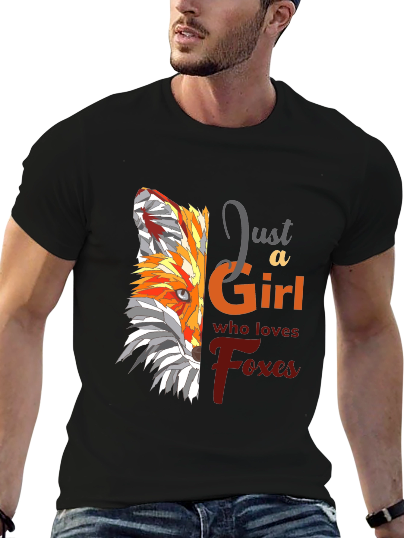 Black Fox Lover T-Shirt - "Just a Girl Who Loves Foxes" view 6
