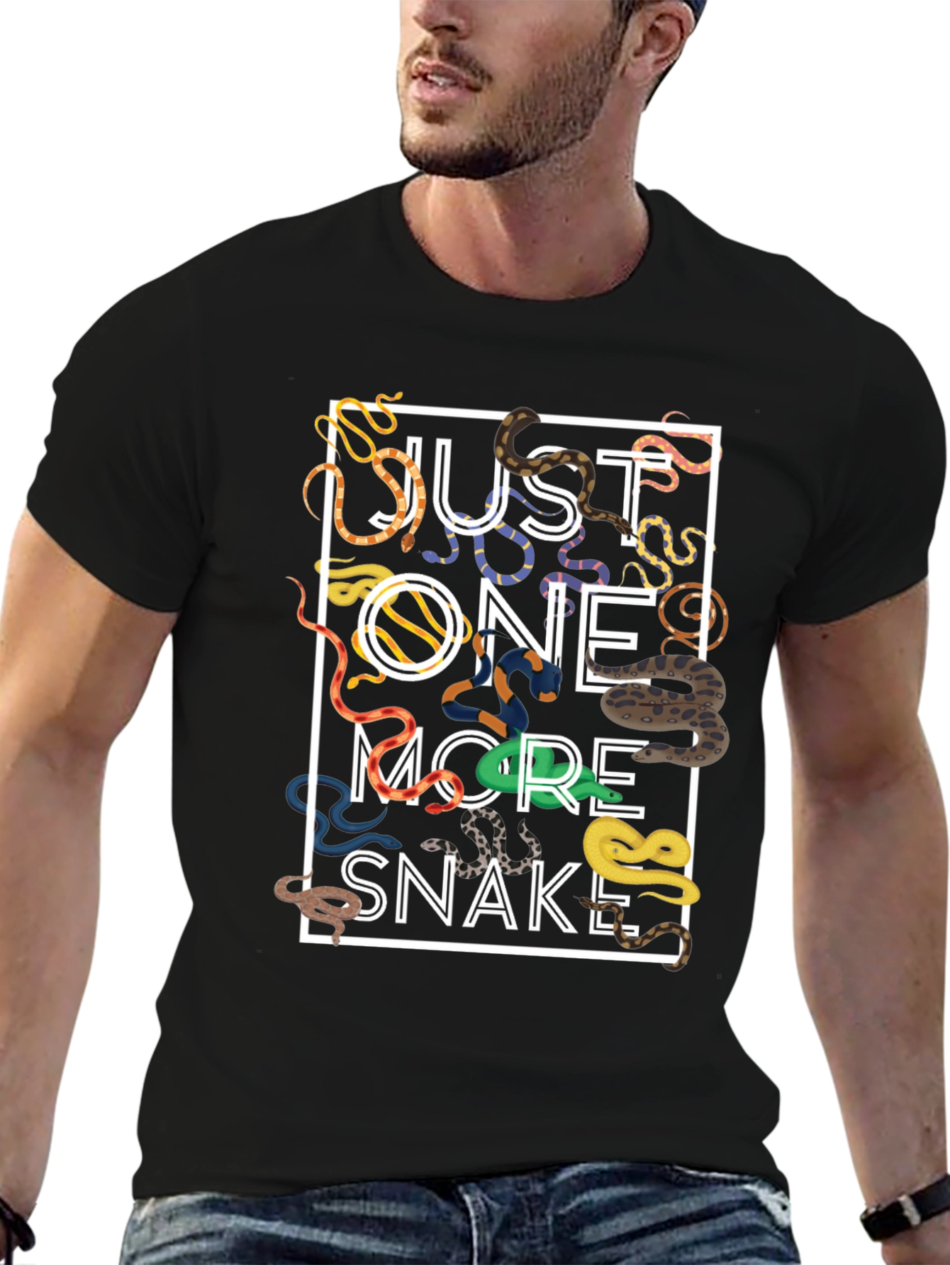 Black Just One More Snake T-Shirt - Unique Graphic Tee view 6