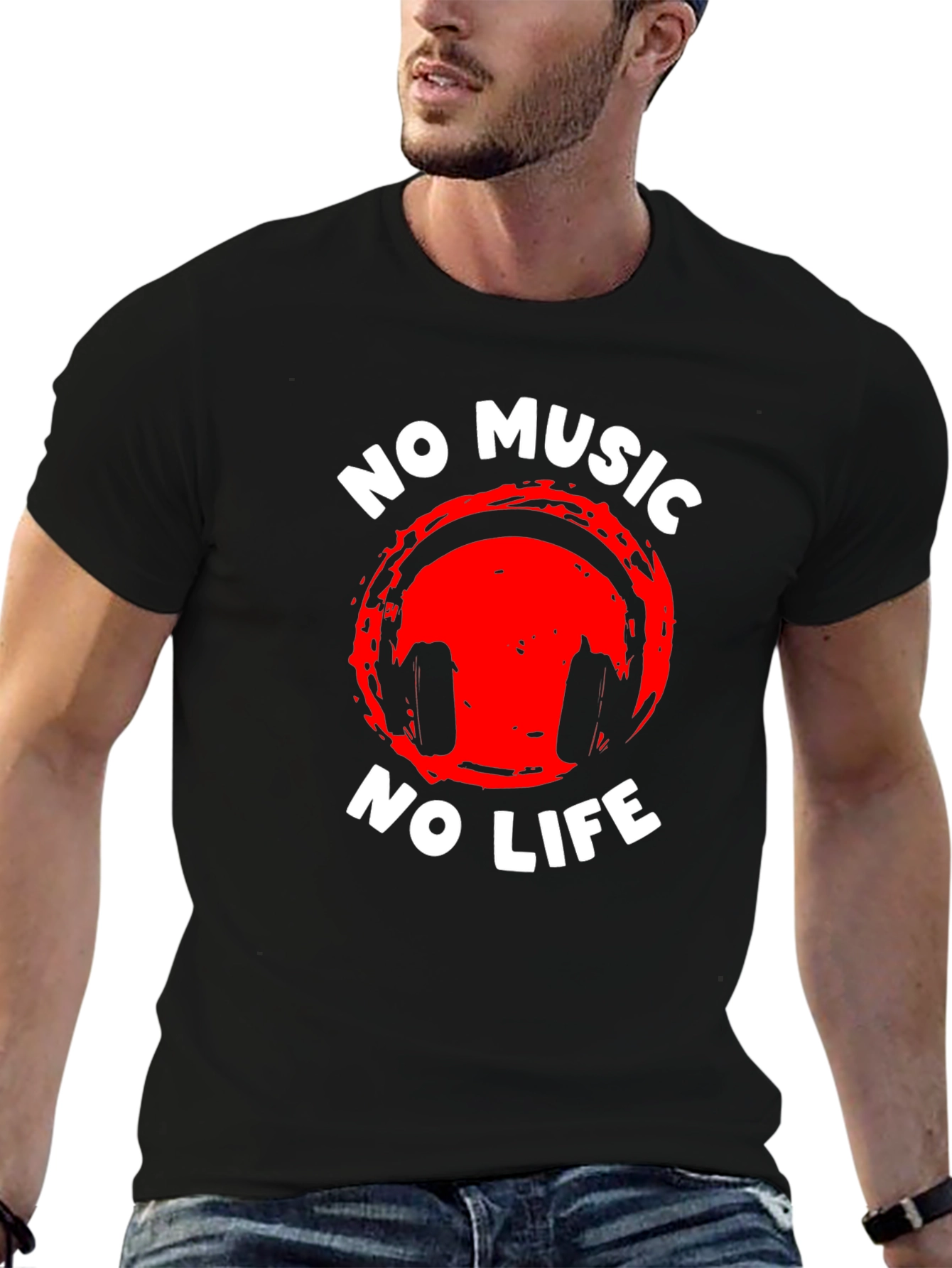 Black No Music No Life Graphic Tee - Premium Cotton view 6