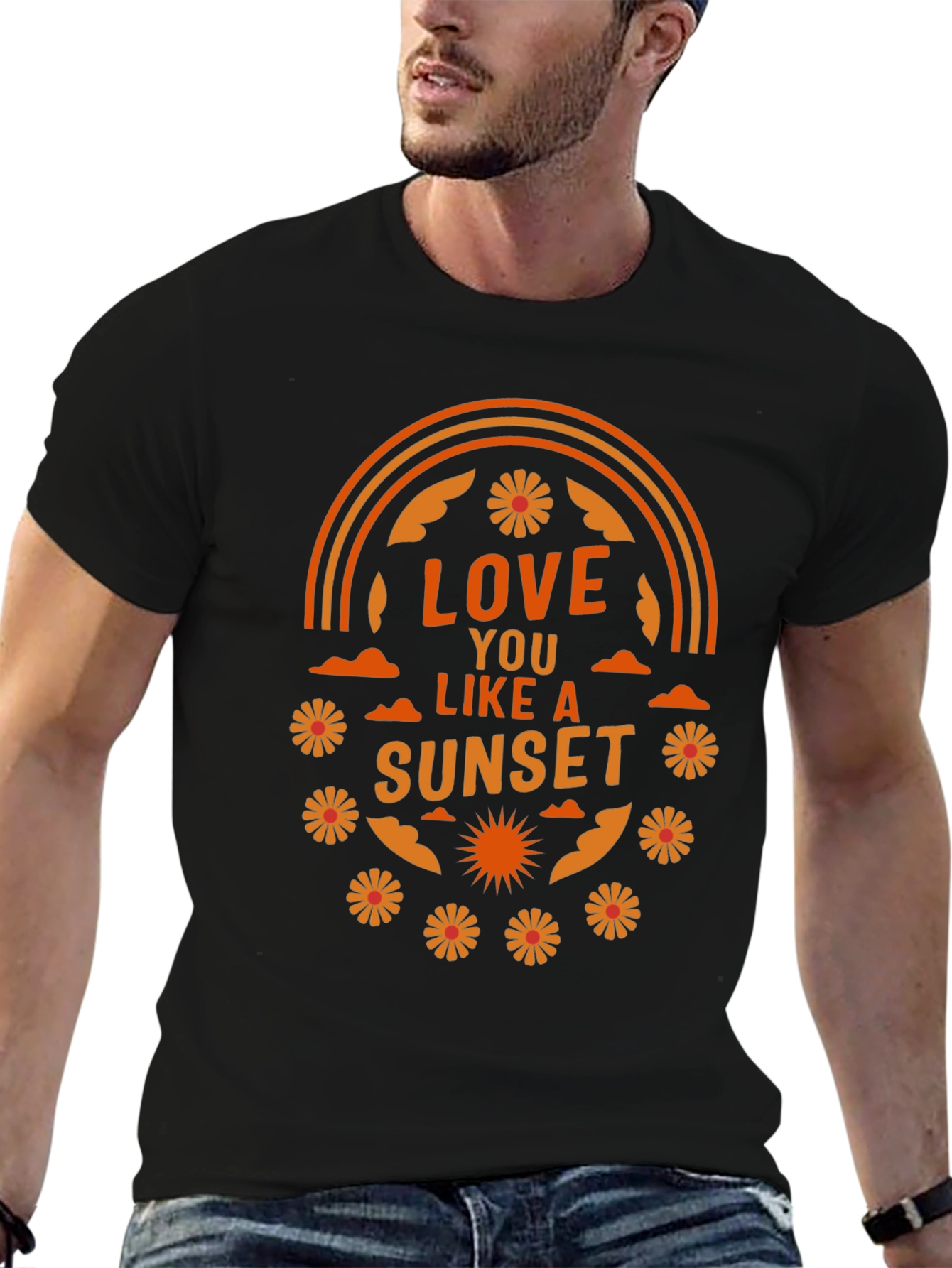 Black Love You Like a Sunset Graphic T-Shirt - Black view 6