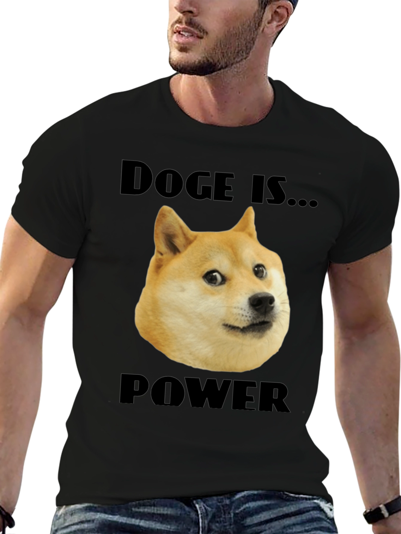 Black Doge is Power Black T-Shirt view 6