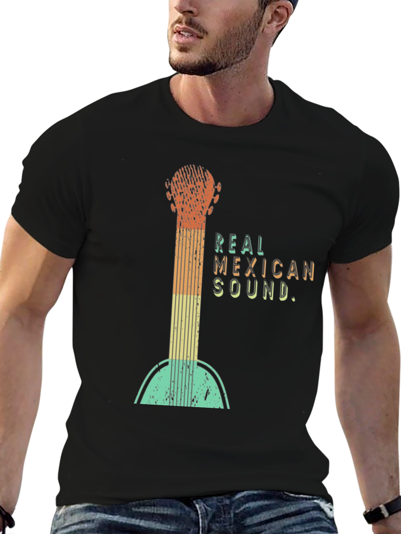 Black Real Mexican Sound Tee - Guitar Design view 6