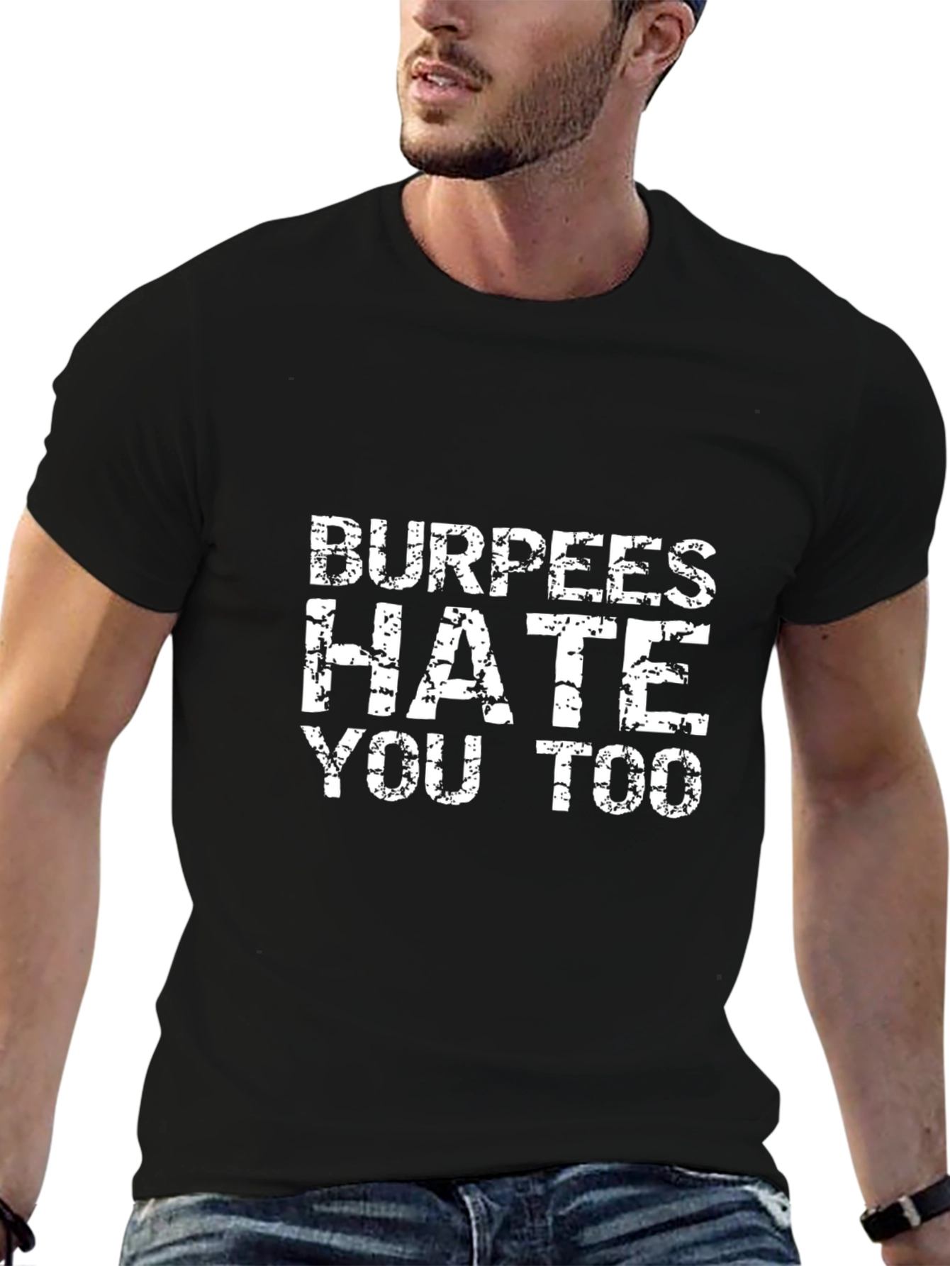 Black Burpees Hate You Too Funny Workout T-Shirt view 6