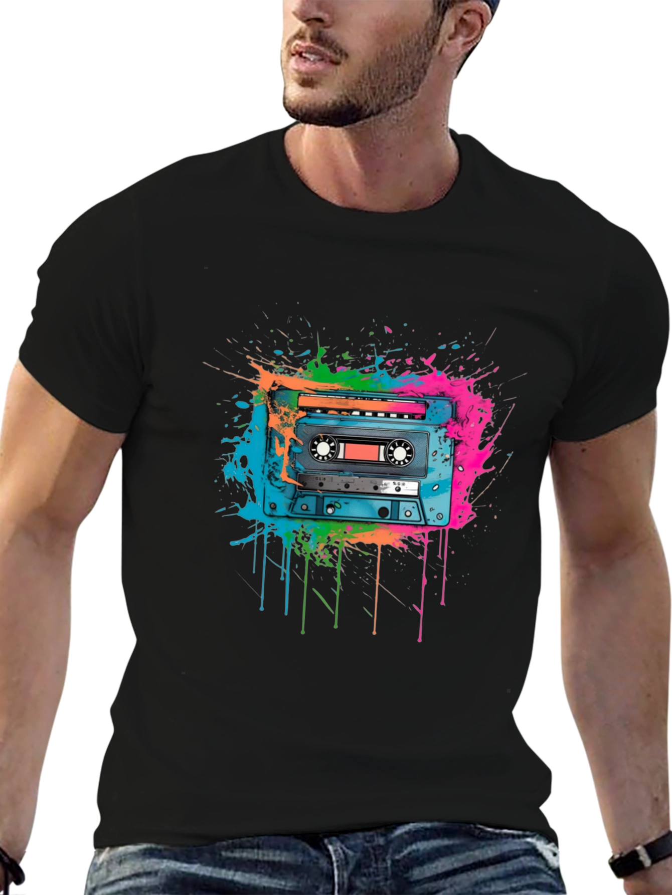 Black Retro Cassette Tape Graphic Tee view 6