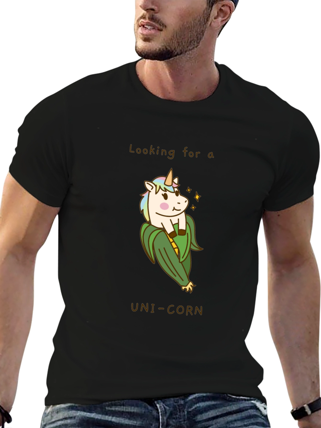 Black Uni-Corn T-Shirt - Funny Unicorn Corn Pun Tee view 6