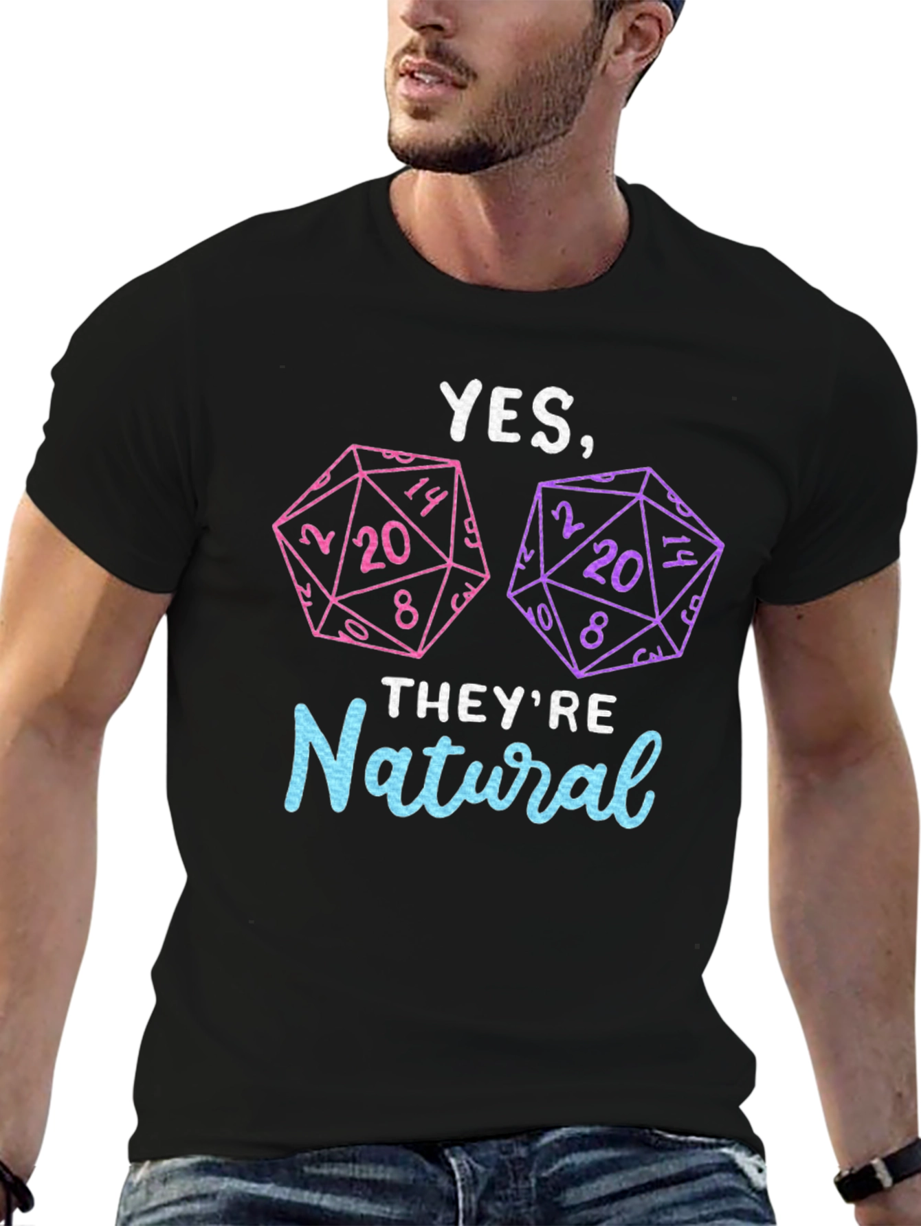 Black Natural 20 Dice T-Shirt | Dungeons and Dragons view 6