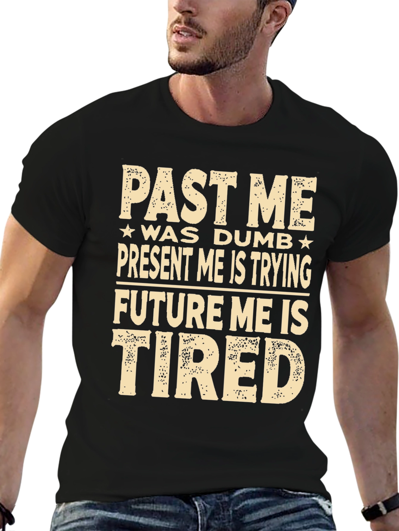Black Funny Past, Present, Future Me Graphic T-Shirt view 6