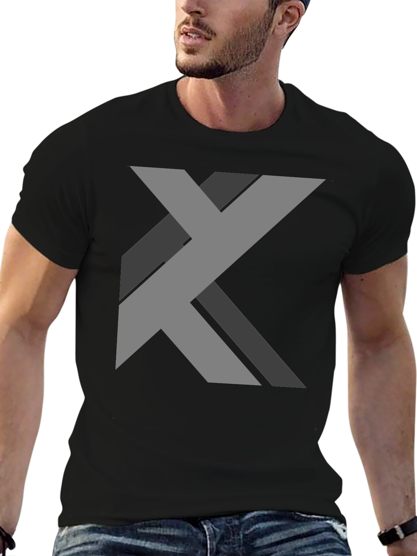 Black Modern Abstract Graphic T-Shirt - Black view 6