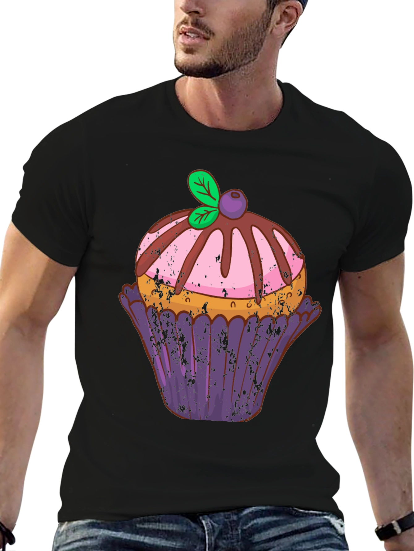 Black Cupcake Graphic Tee - Sweet Treat Design view 6