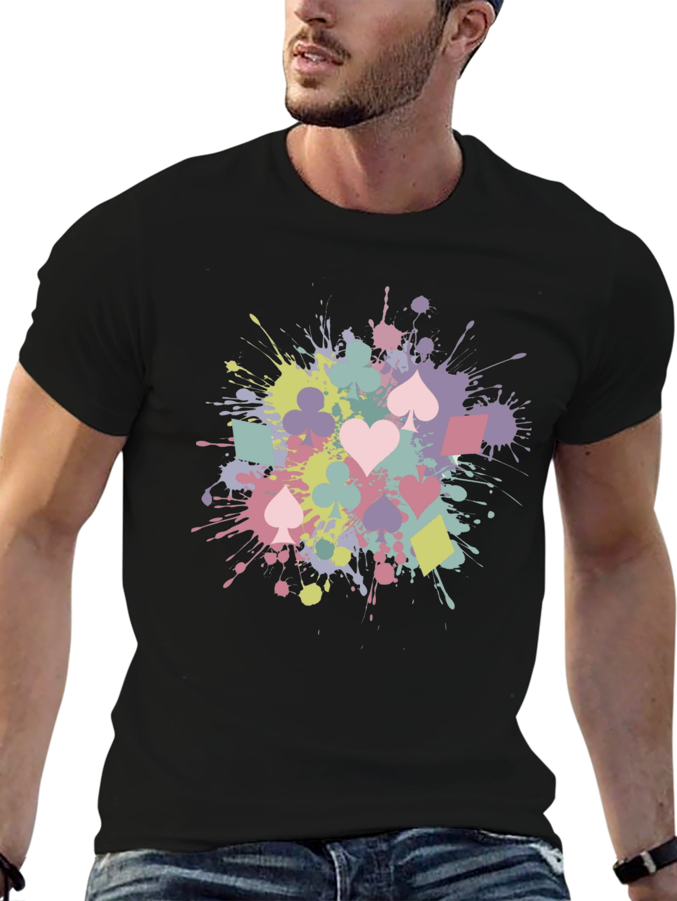 Black Playing Card Splash T-Shirt - Fun & Stylish view 6