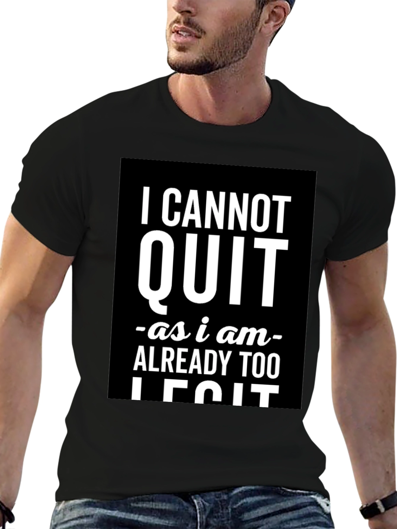 Black I Cannot Quit Legit Black Graphic T-Shirt view 6
