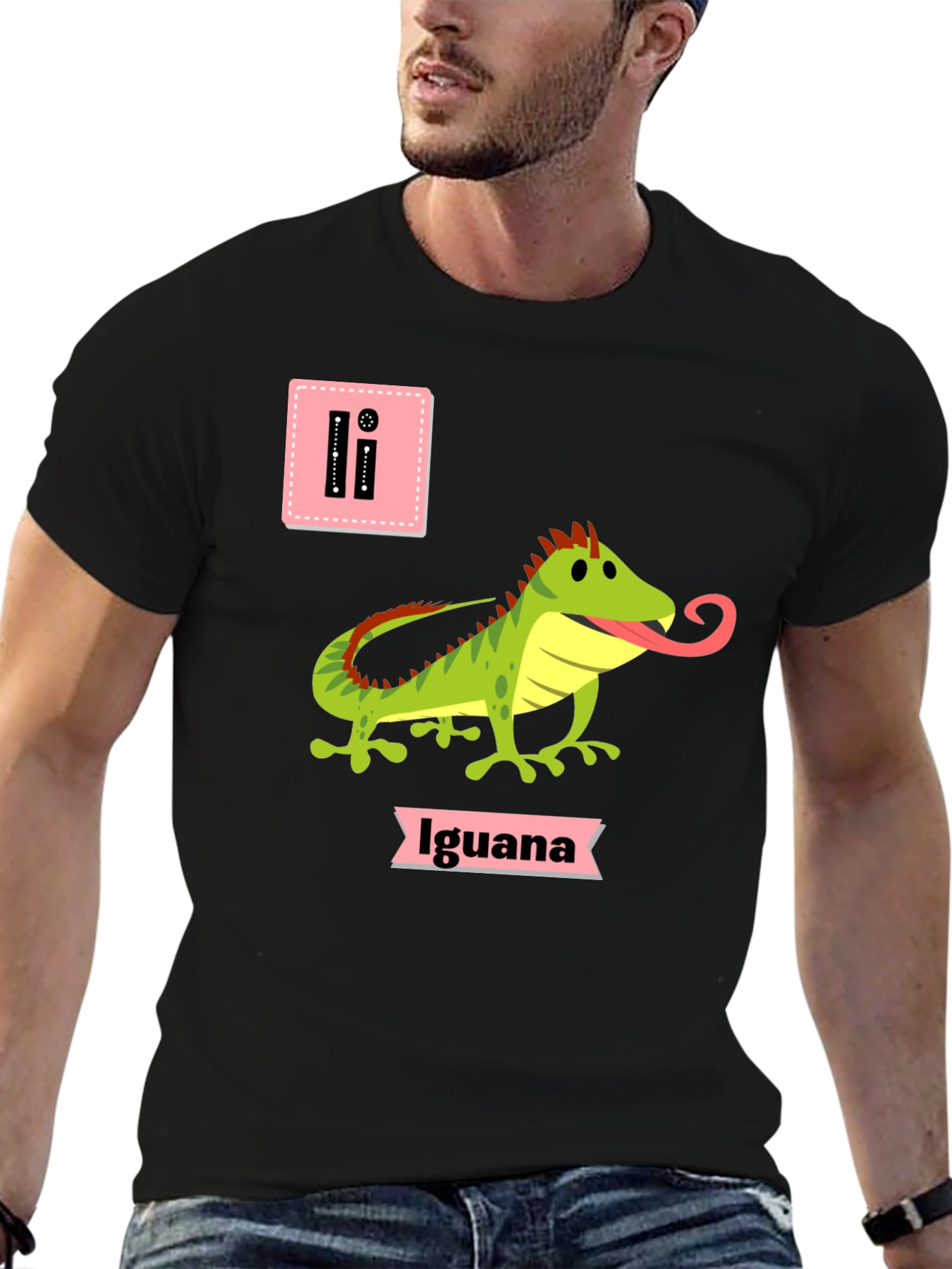Black Iguana Alphabet Black T-Shirt view 6