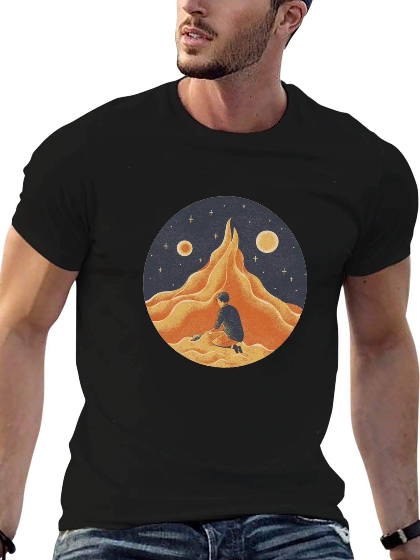 Black Lunar Dreamscape Graphic Tee view 6