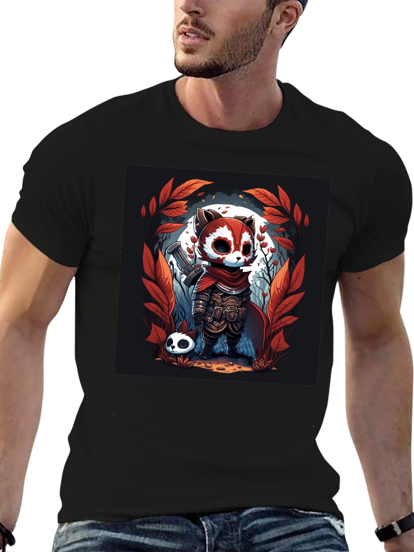 Black Guardian Raccoon Graphic T-Shirt view 6