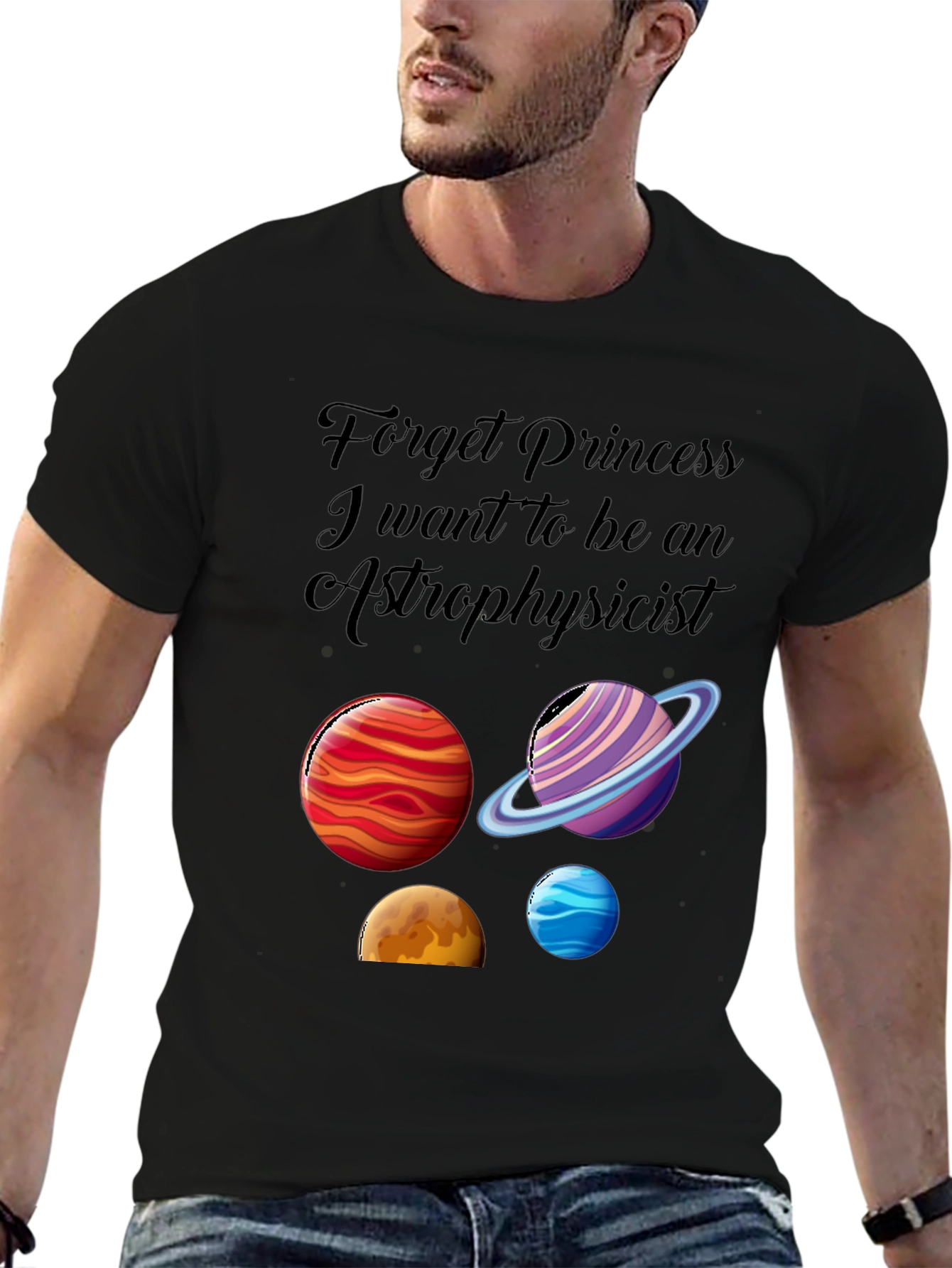 Black Astrophysicist Planet Graphic T-Shirt view 6