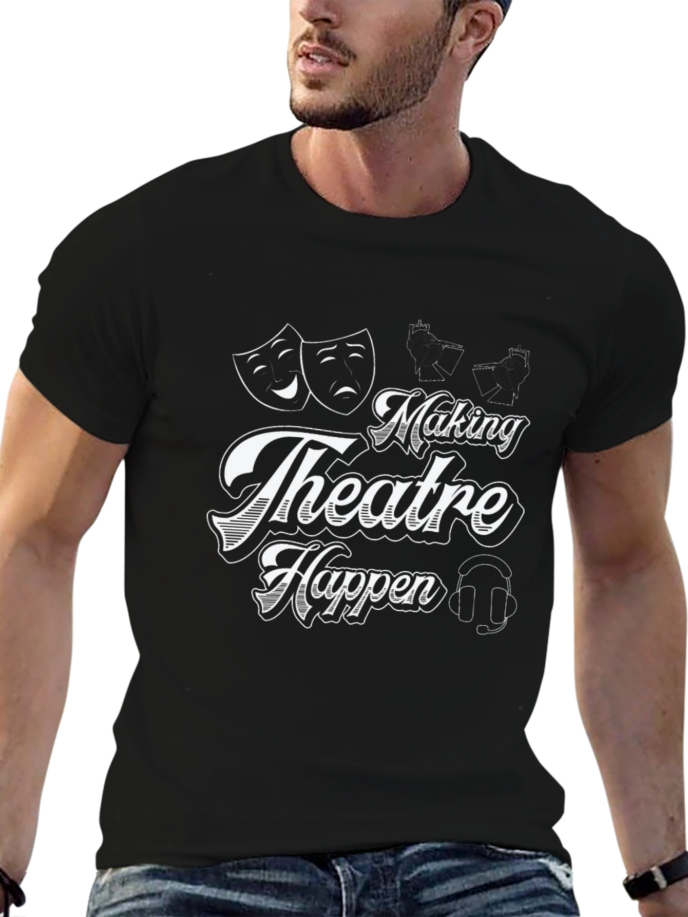 Black Making Theatre Happen Black T-Shirt view 6