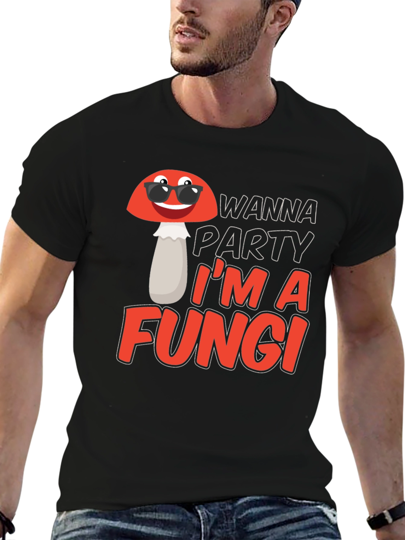 Black Funny Fungi Party T-Shirt view 6
