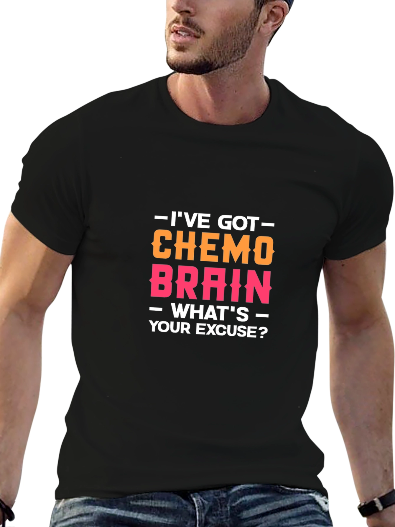 Black Chemo Brain Funny Graphic T-Shirt view 6