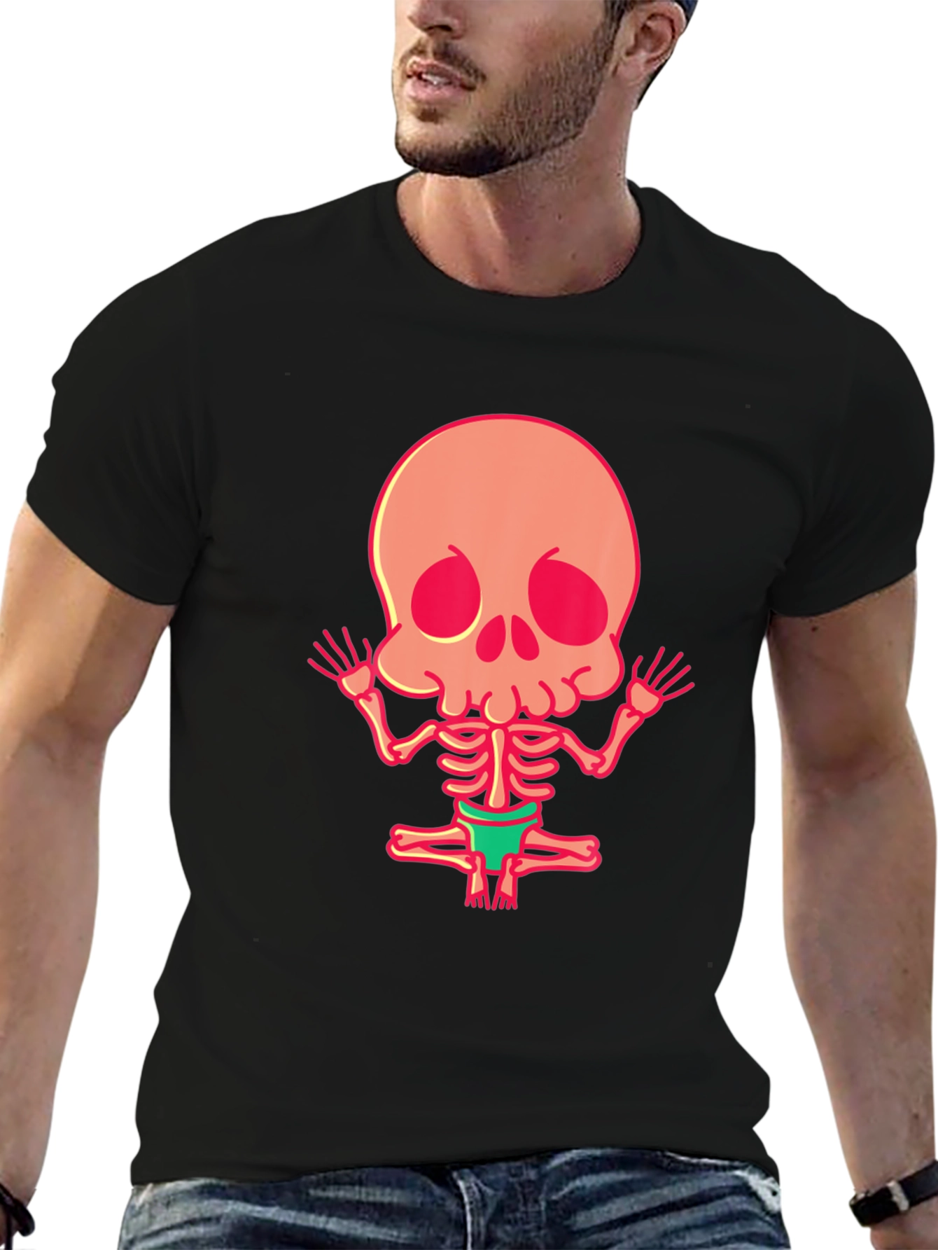 Black Skeleton Yoga Funny Graphic Tee view 6