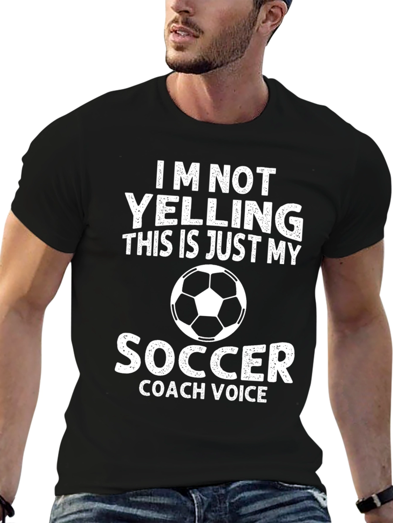 Black Soccer Coach Voice T-Shirt - Novelty Graphic Tee view 6