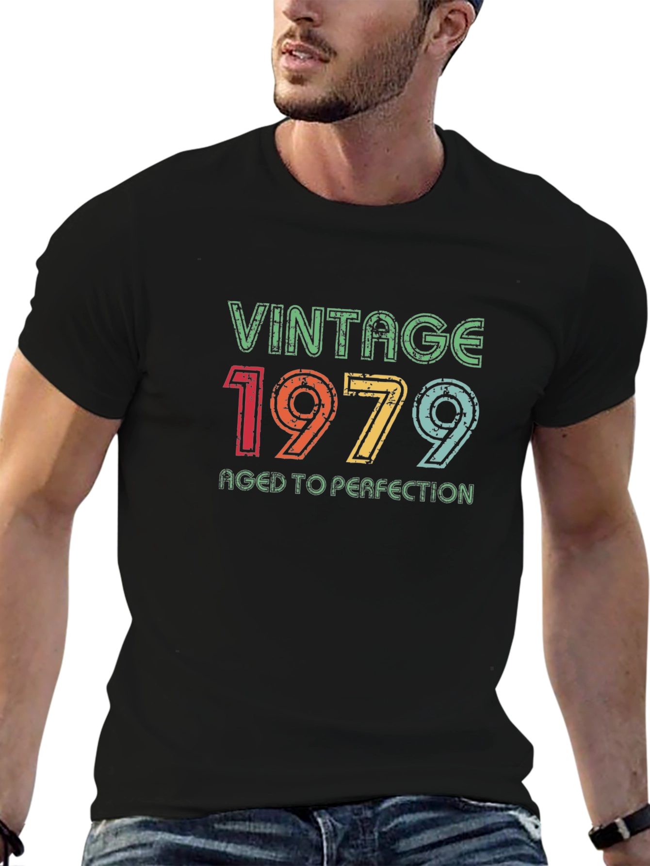 Black Vintage 1979 Aged to Perfection T-Shirt view 6