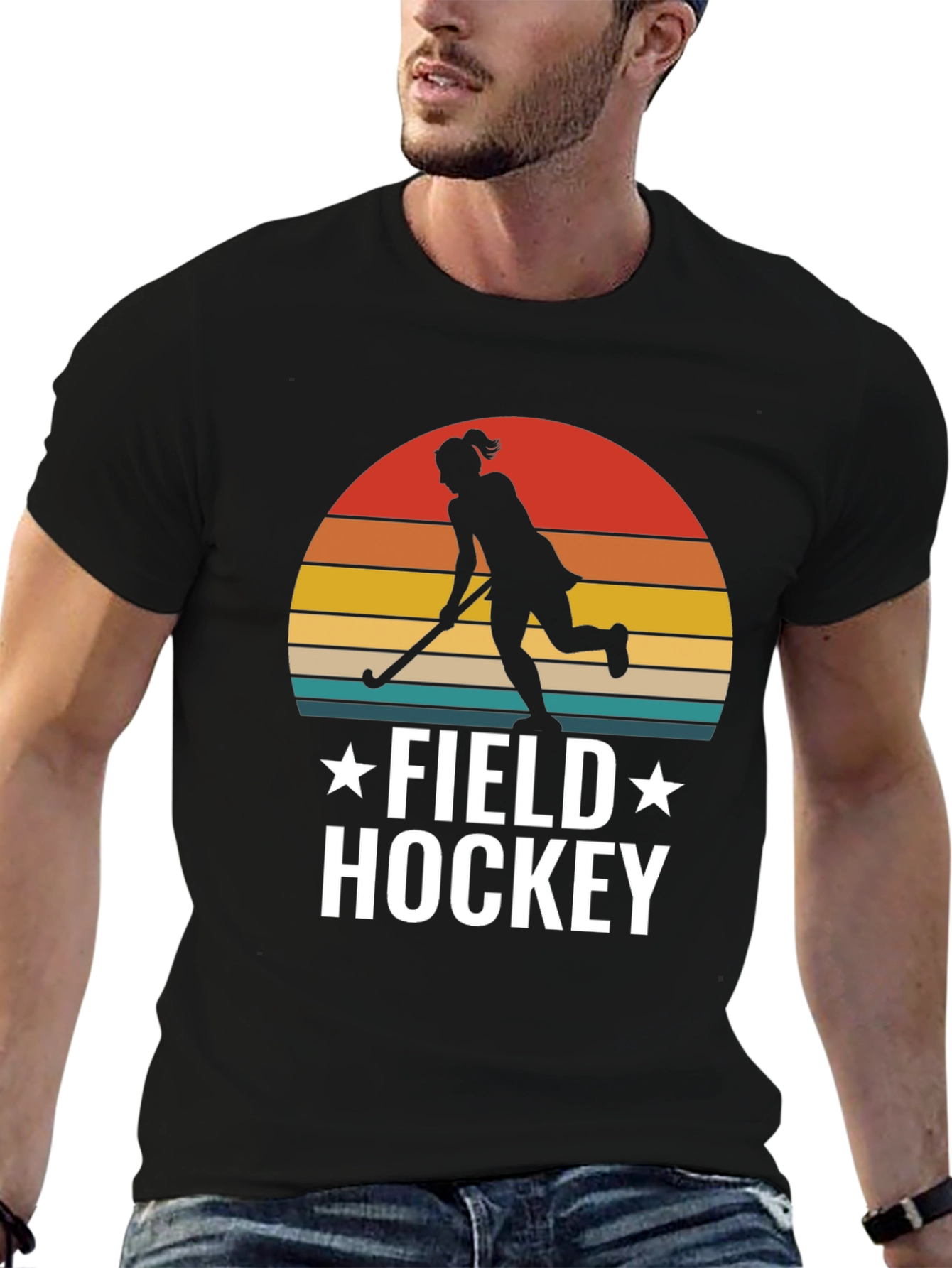 Black Field Hockey Sunset T-Shirt view 6