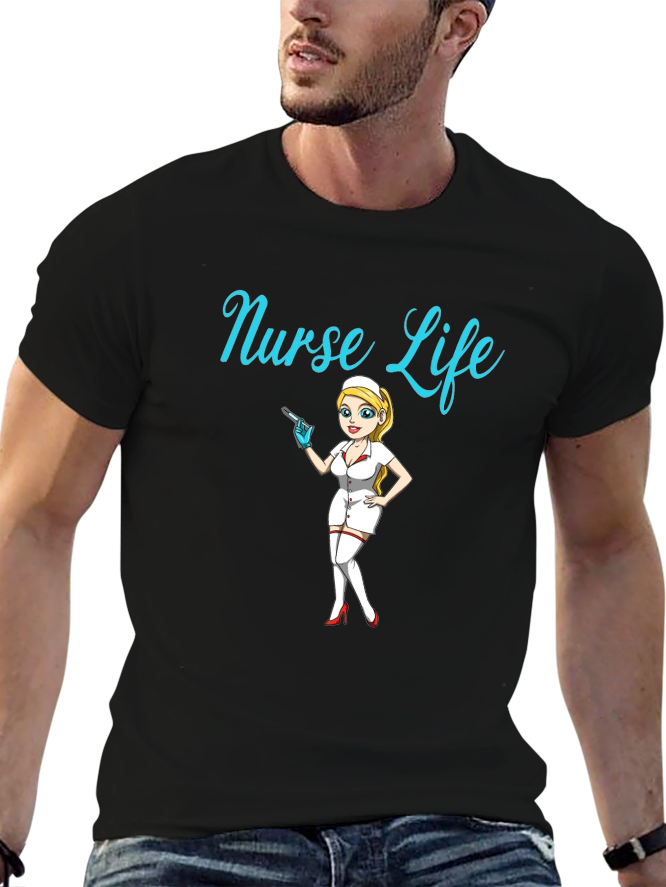 Black Nurse Life Black Graphic Tee view 6