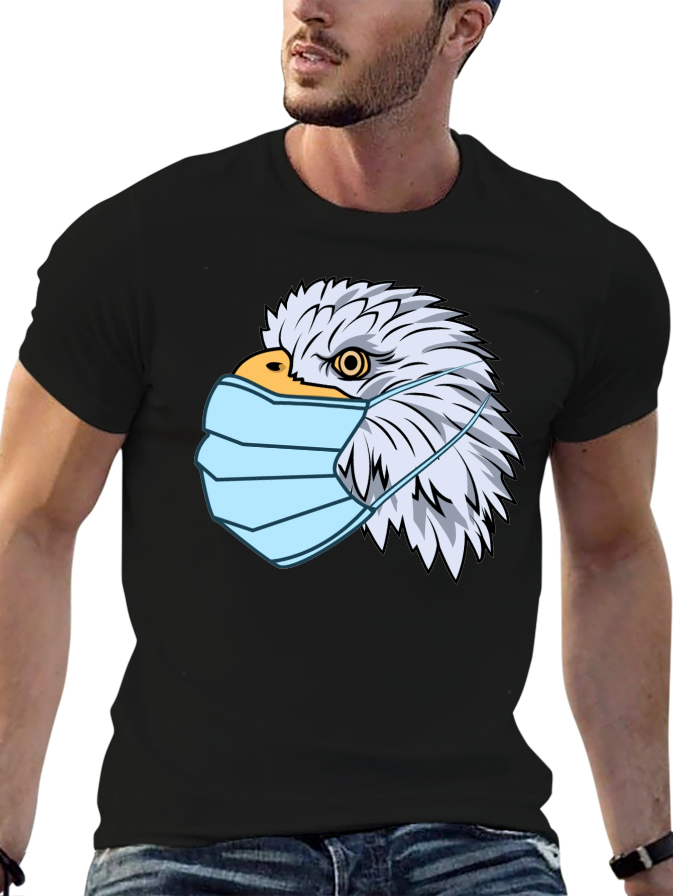 Black Eagle Mask Graphic T-Shirt - Patriotic Style view 6