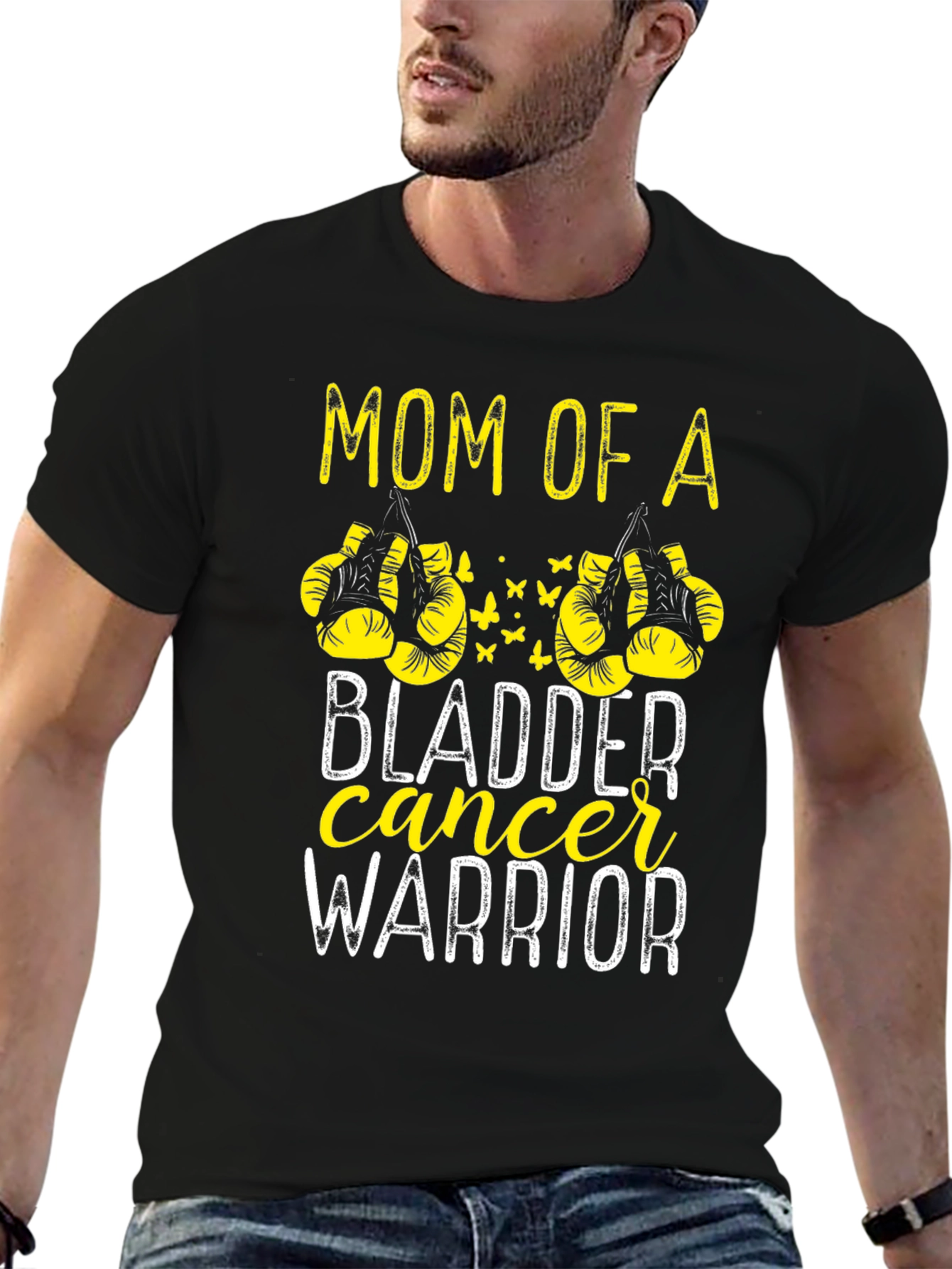 Black Mom of a Bladder Cancer Warrior T-Shirt view 6