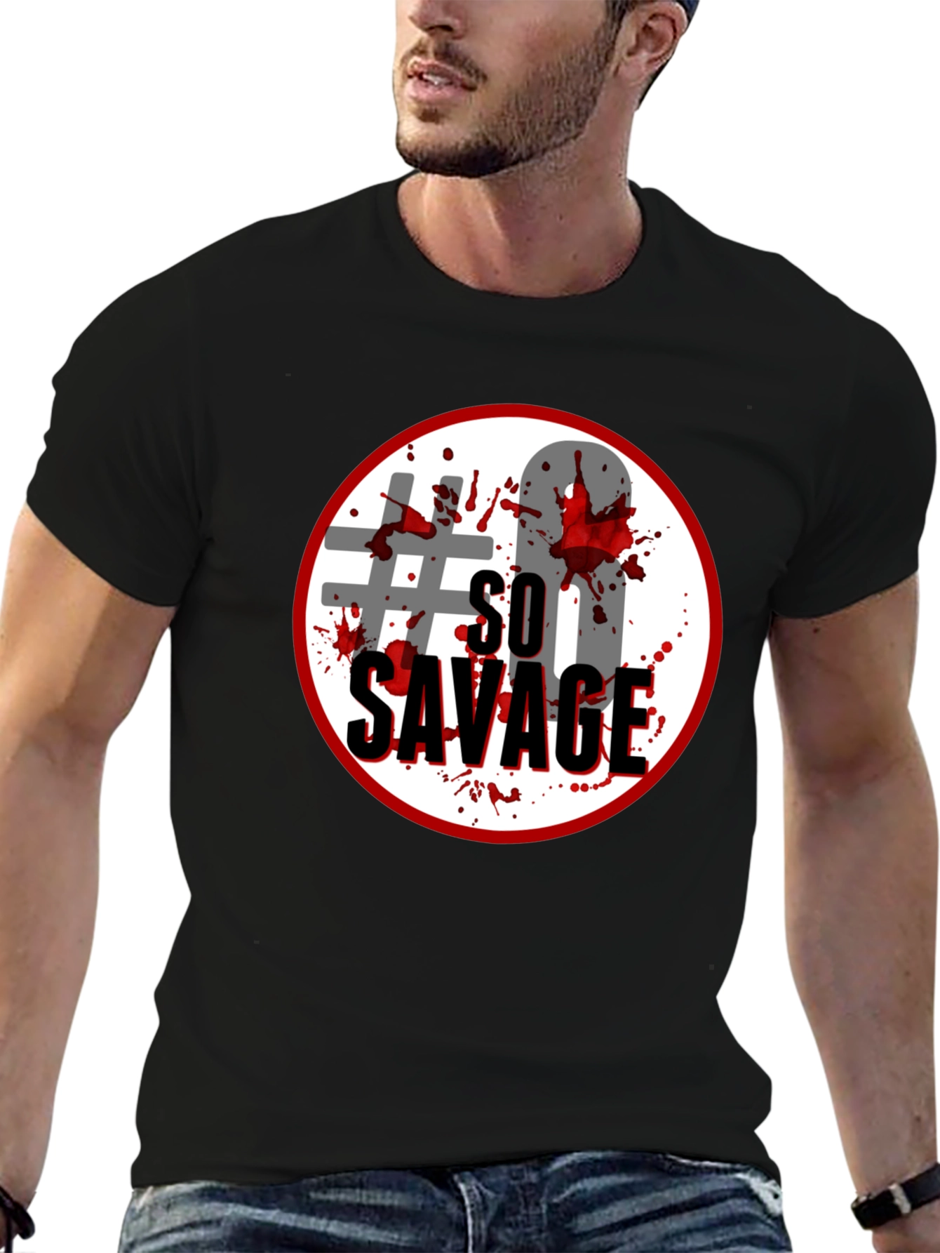 Black So Savage Graphic Tee - Black Cotton Blend view 6