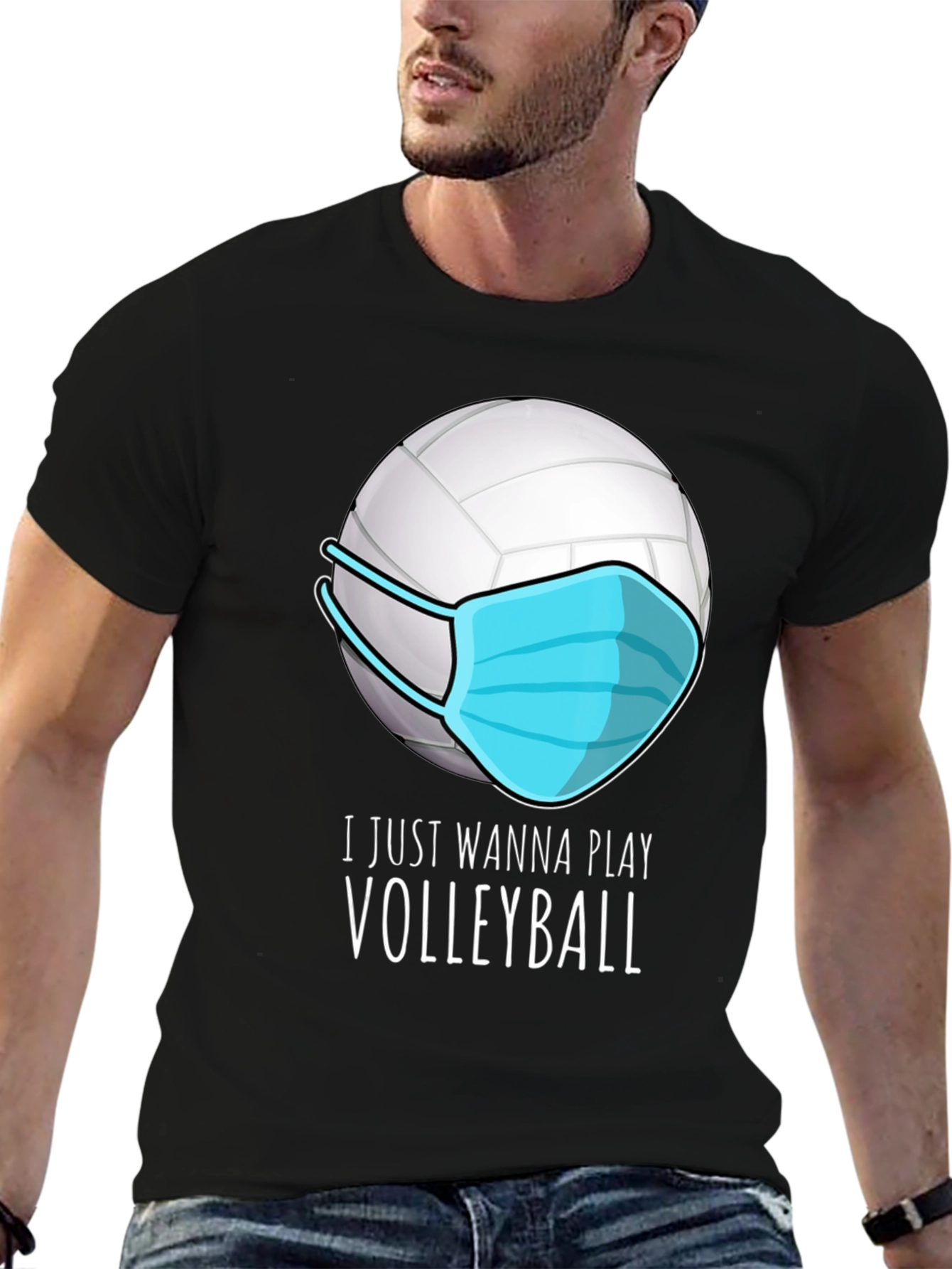 Black Volleyball Mask T-Shirt - Play Safe, Play On! view 6