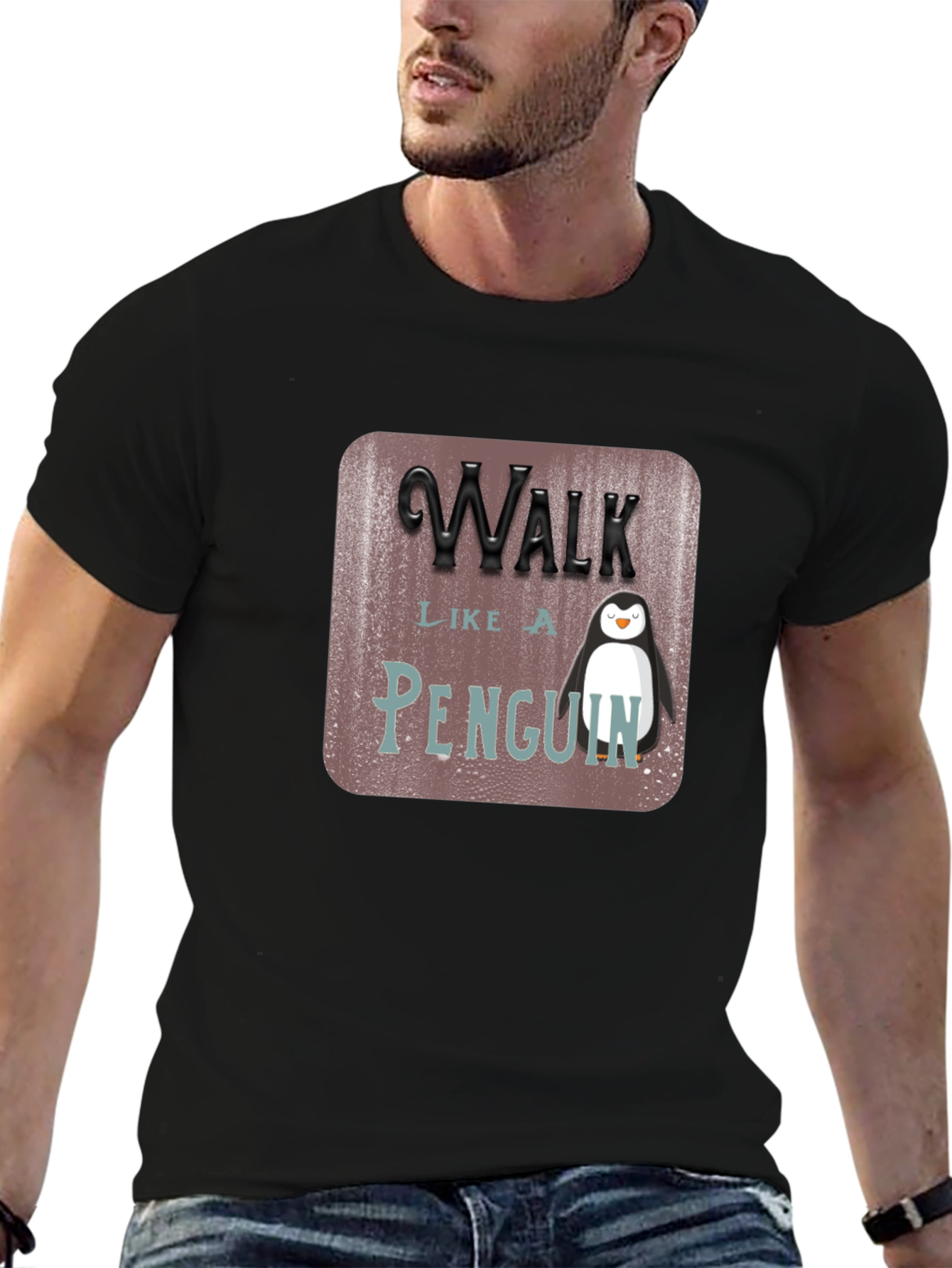 Black Walk Like a Penguin T-Shirt view 6