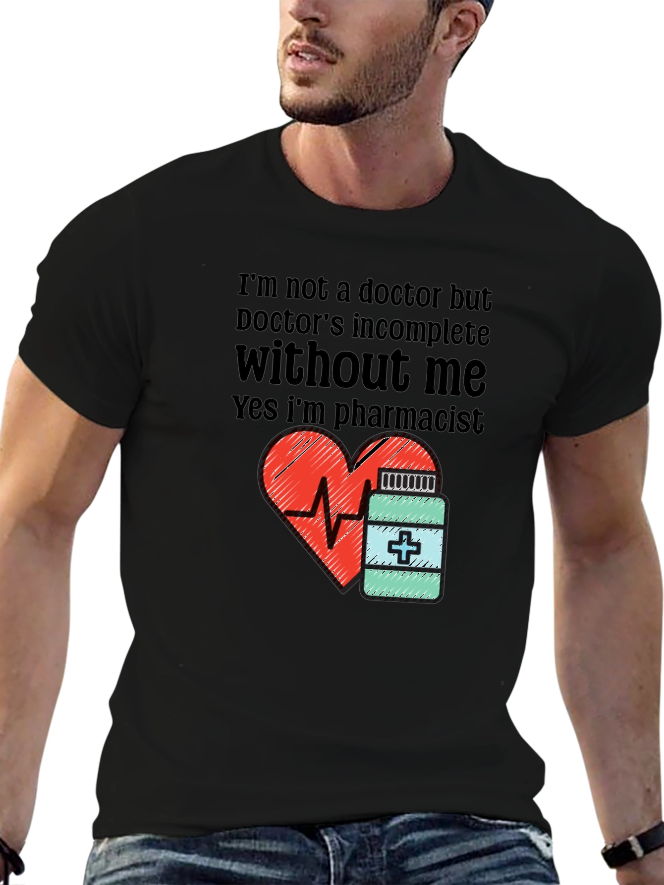 Black Funny Pharmacist T-Shirt - Doctor's Incomplete Without Me view 6
