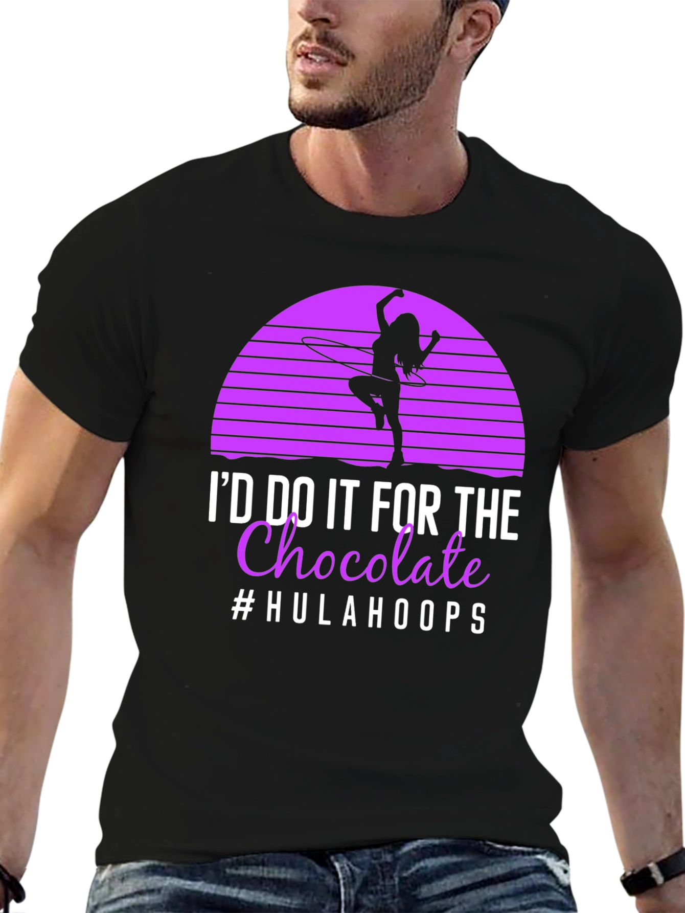 Black Hula Hoop Chocolate T-Shirt - Novelty Graphic Tee view 6