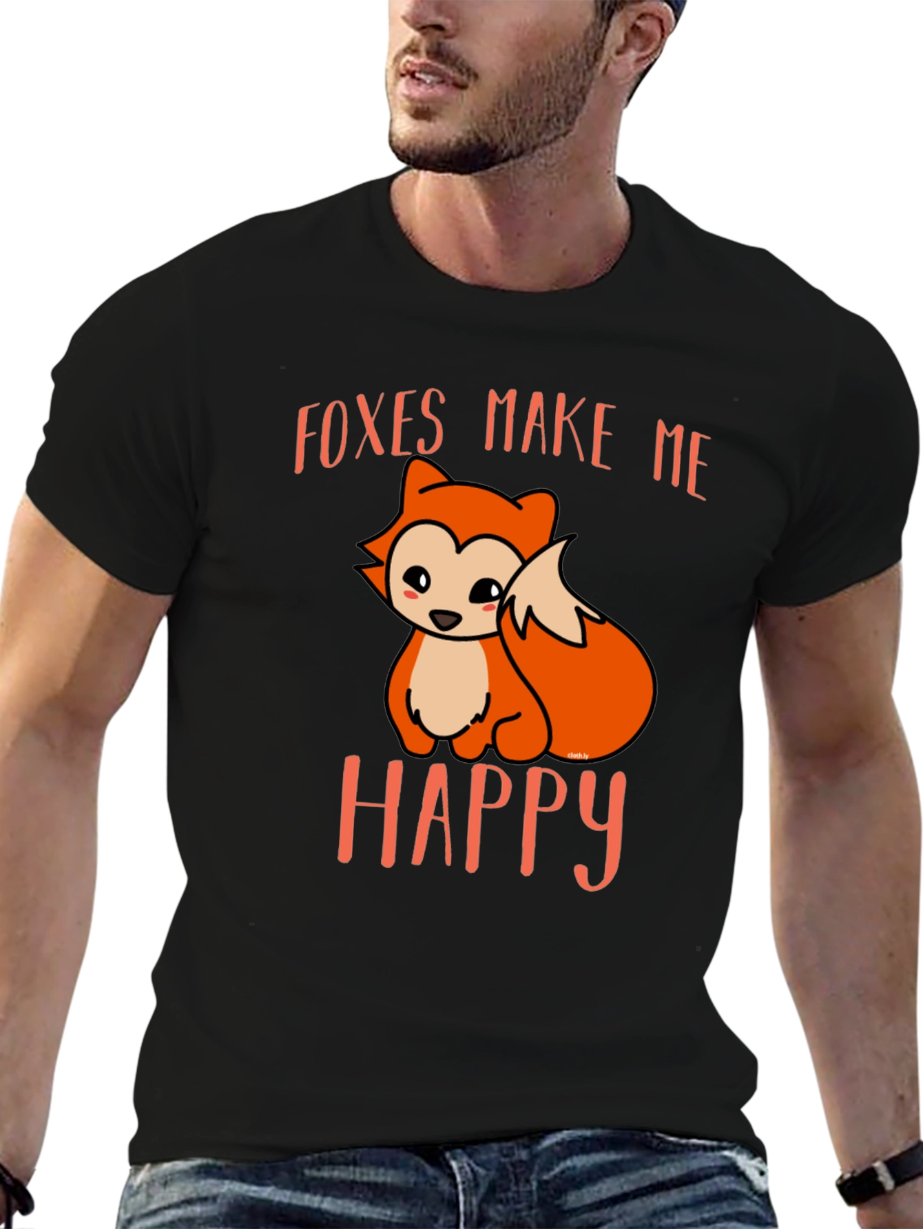 Black Foxes Make Me Happy Black T-Shirt view 6