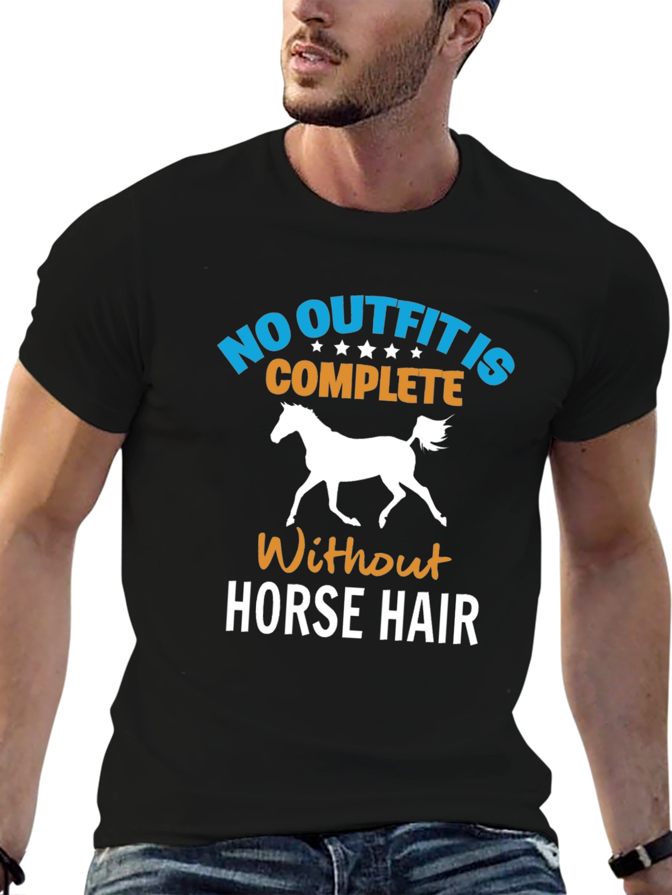 Black Horse Hair Graphic T-Shirt view 6