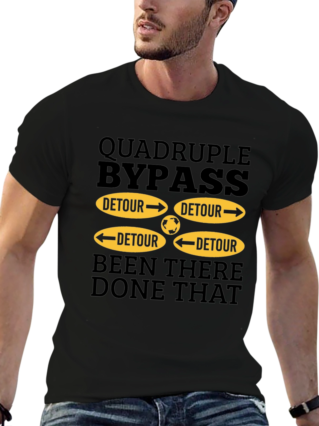 Black Quadruple Bypass Detour T-Shirt - Been There, Done That Tee view 6