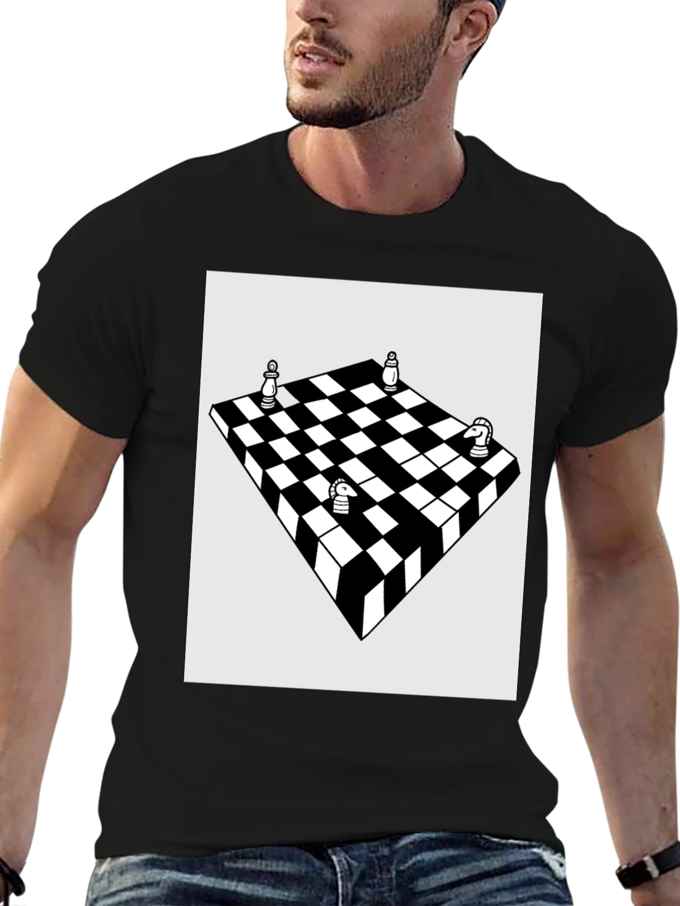 Black Chess Board Graphic Tee - Stylish Casual Wear view 6