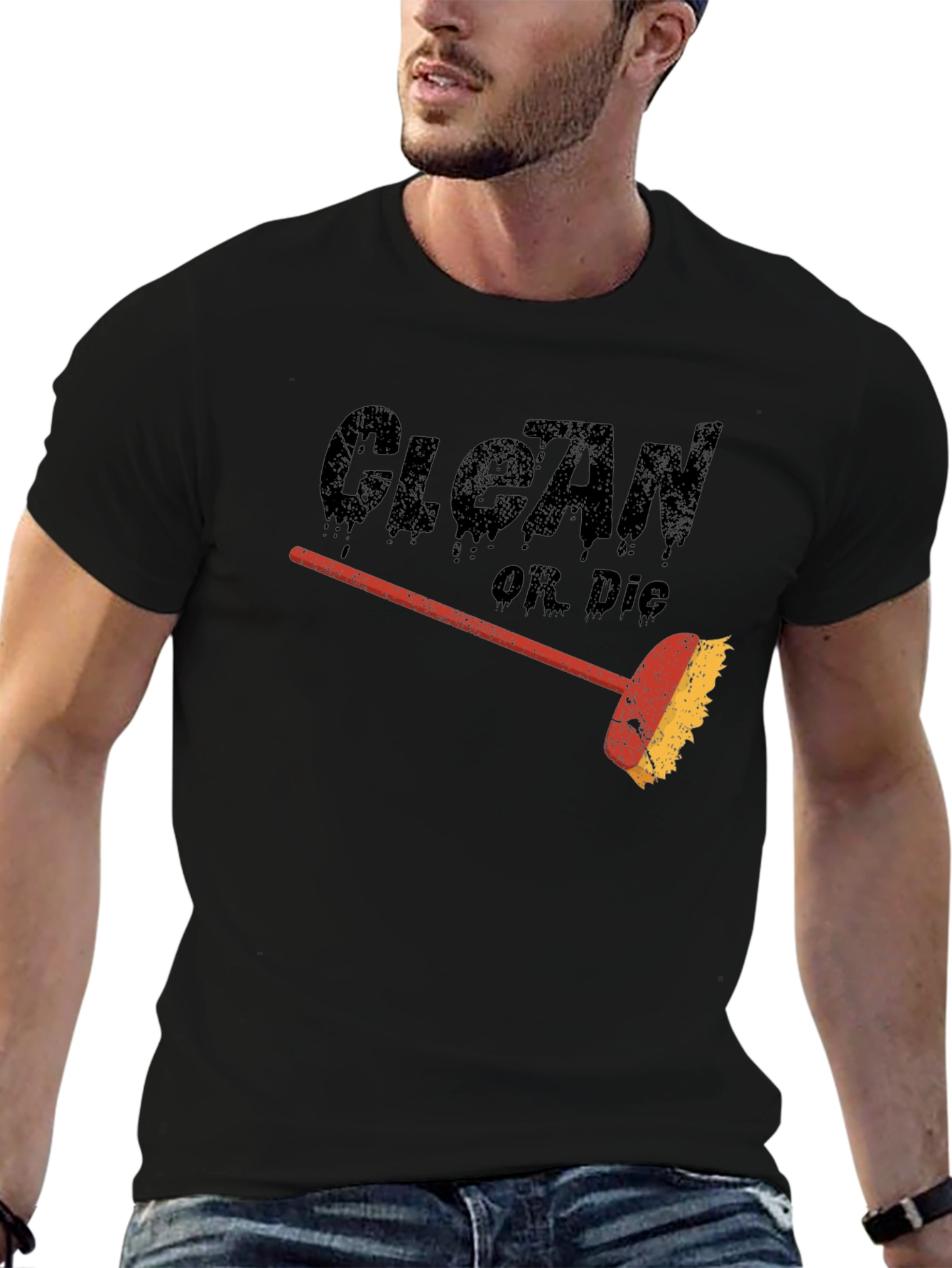 Black Clean or Die T-Shirt - Funny Cleaning Humor Tee view 6