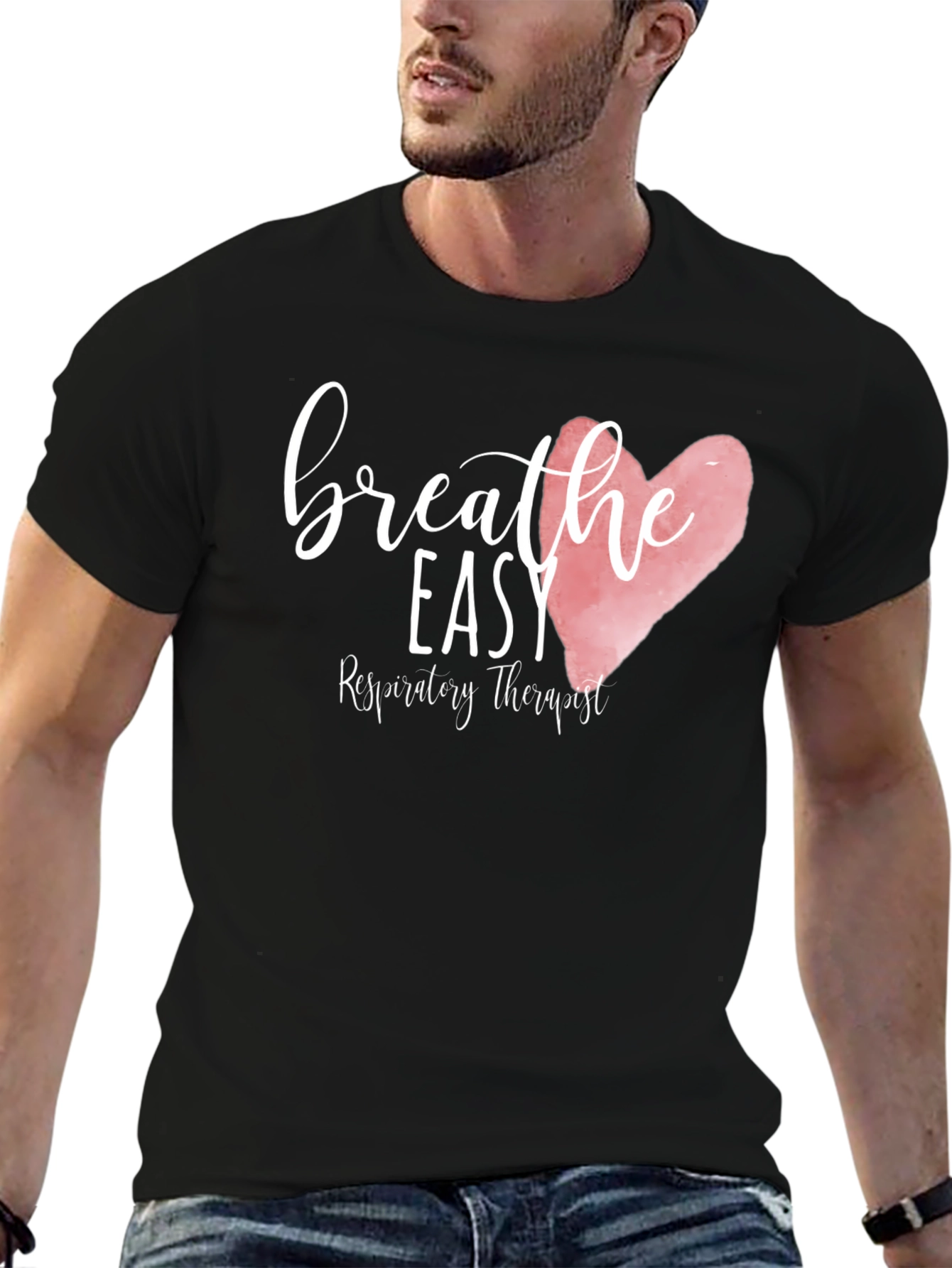 Black Breathe Easy Respiratory Therapist T-Shirt view 6
