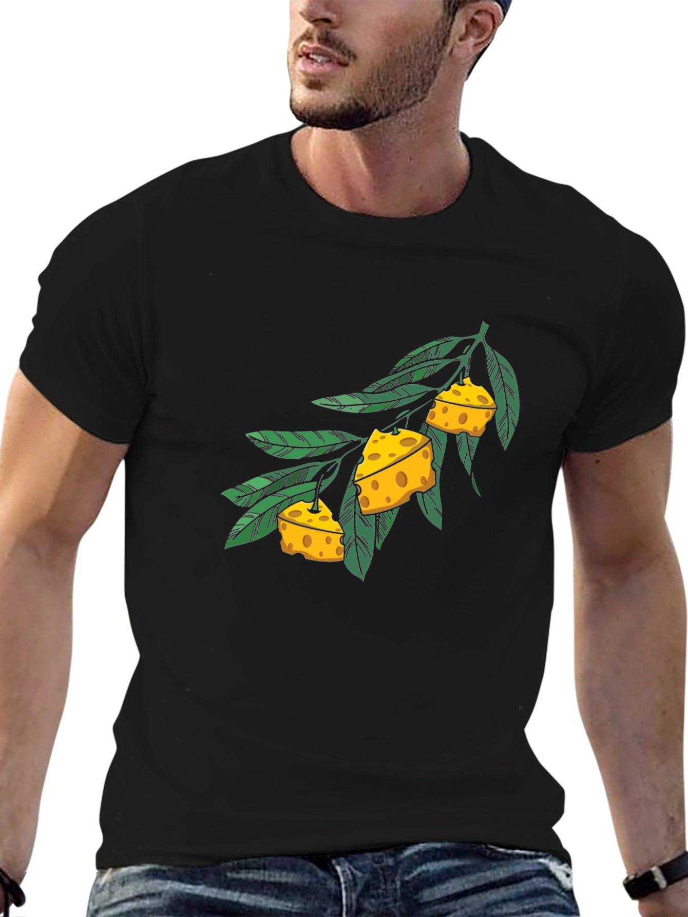 Cheese Branch Graphic Black T-Shirt - 6