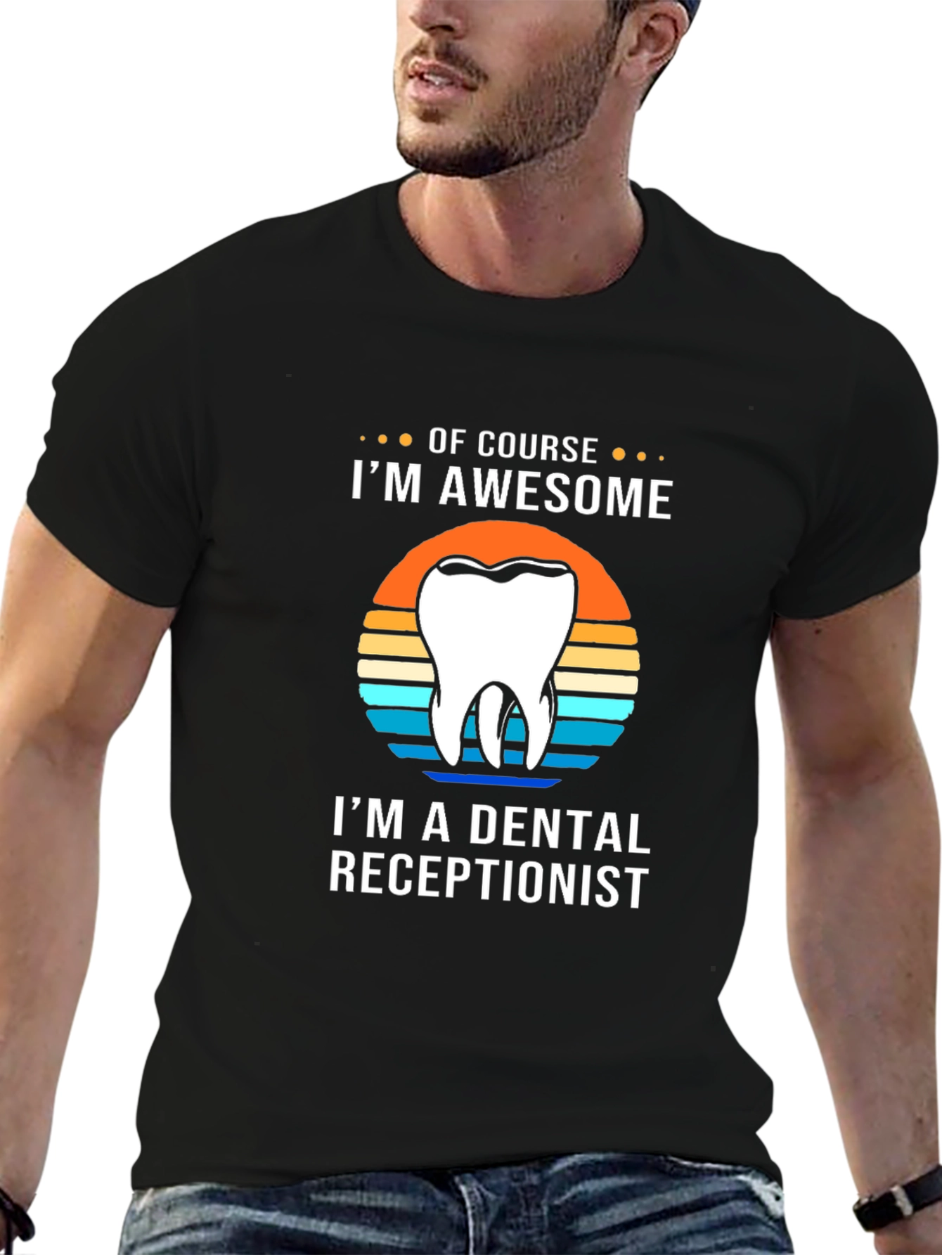 Black Awesome Dental Receptionist T-Shirt view 6