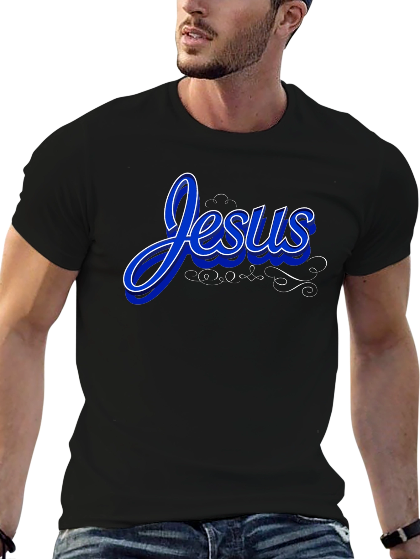 Black Jesus Graphic T-Shirt - Stylish Christian Apparel view 6